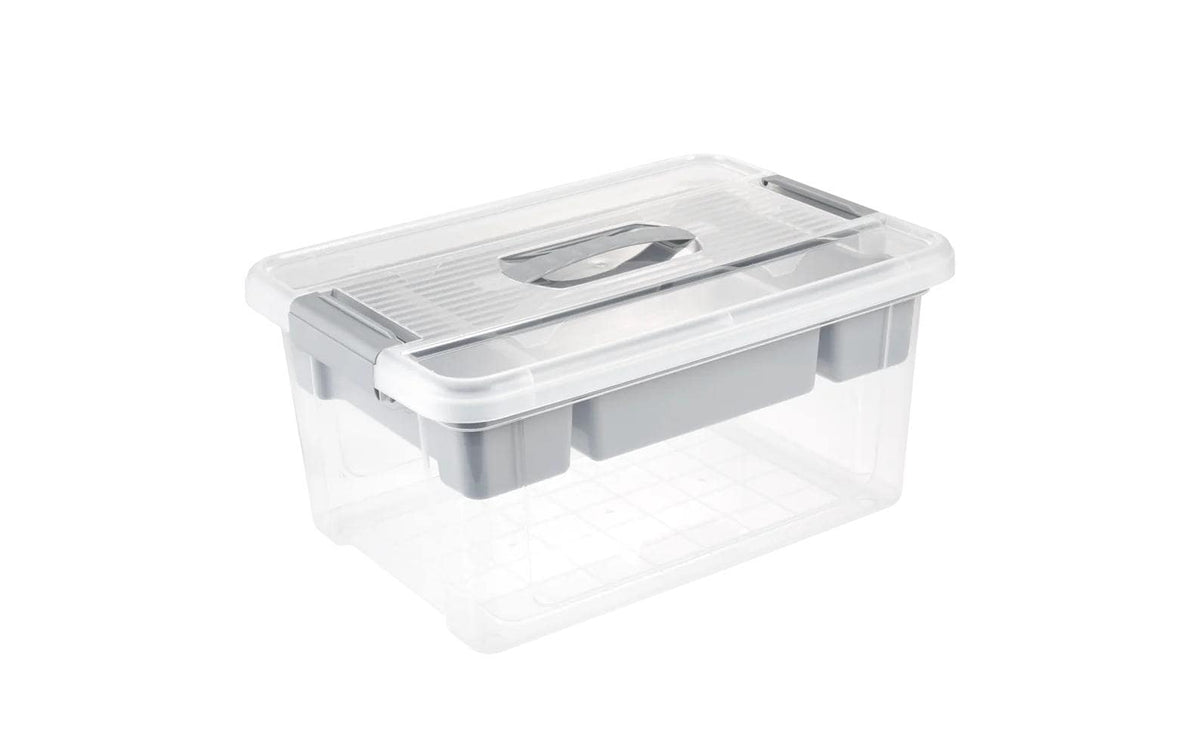 keeeper Henri Aufbewahrungsbox 16 l – Kunststoff – Transparent/Grau – mit Verriegelung – 410 × 200 × 290 mm