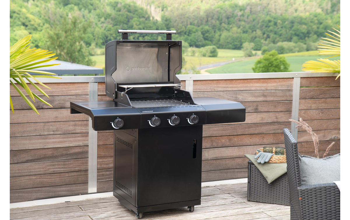 OUTDOORCHEF Grillstation HEAT C-335 – 3 Brenner, 2'688 cm² Grillfläche, 14,1 kW – Schwarz/Edelstahl