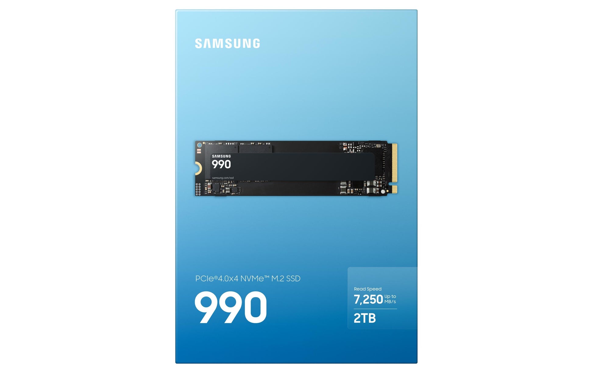 Samsung 990 – 2 TB, M.2 2280, NVMe PCIe 4.0 x4, 7250/6450 MB/s