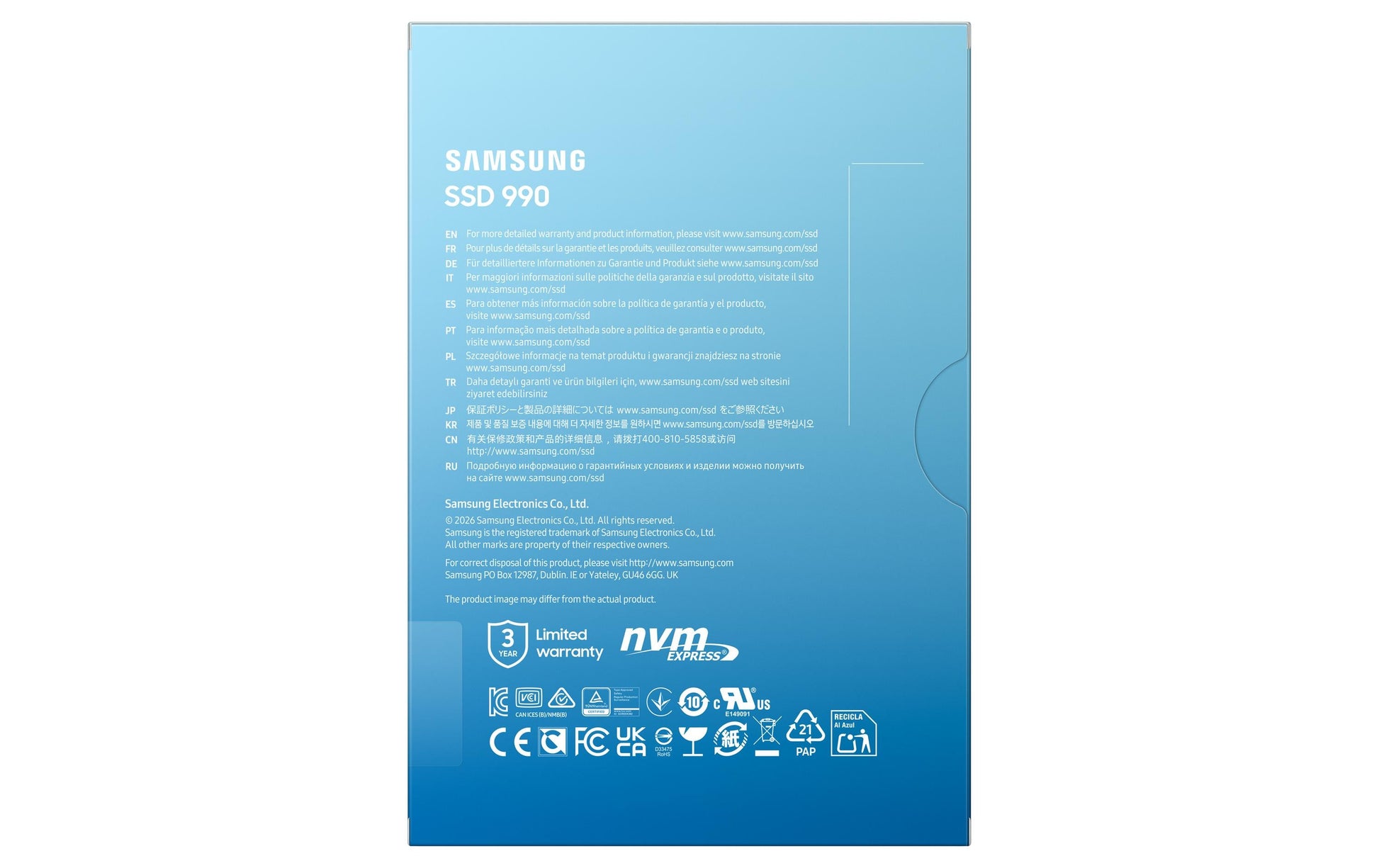 Samsung 990 – 2 TB, M.2 2280, NVMe PCIe 4.0 x4, 7250/6450 MB/s