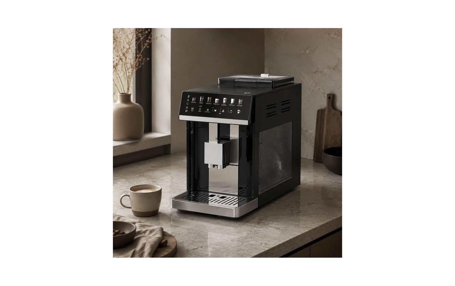 Berger lanz BergerLanz Bella Crema Kaffeevollautomat – 1,8 l, 250 g Bohnenbehälter, Milchschäumer, schwarz