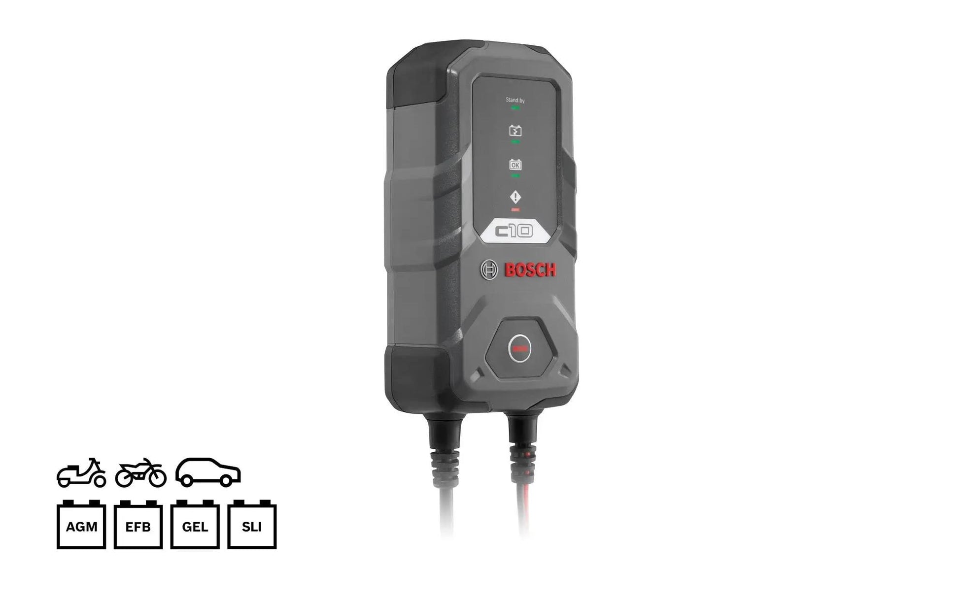 Bosch C80-Li Ladegerät – 12 V/15 A, IP65, Erhaltungsladung, AGM, Li-Ion, für Motorrad/Auto/Wohnmobil