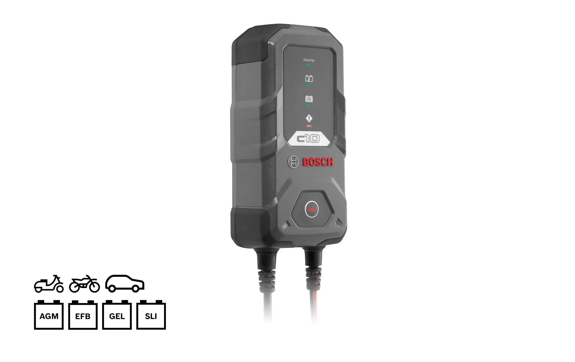 Bosch C80-Li Ladegerät – 12 V/15 A, IP65, Erhaltungsladung, AGM, Li-Ion, für Motorrad/Auto/Wohnmobil