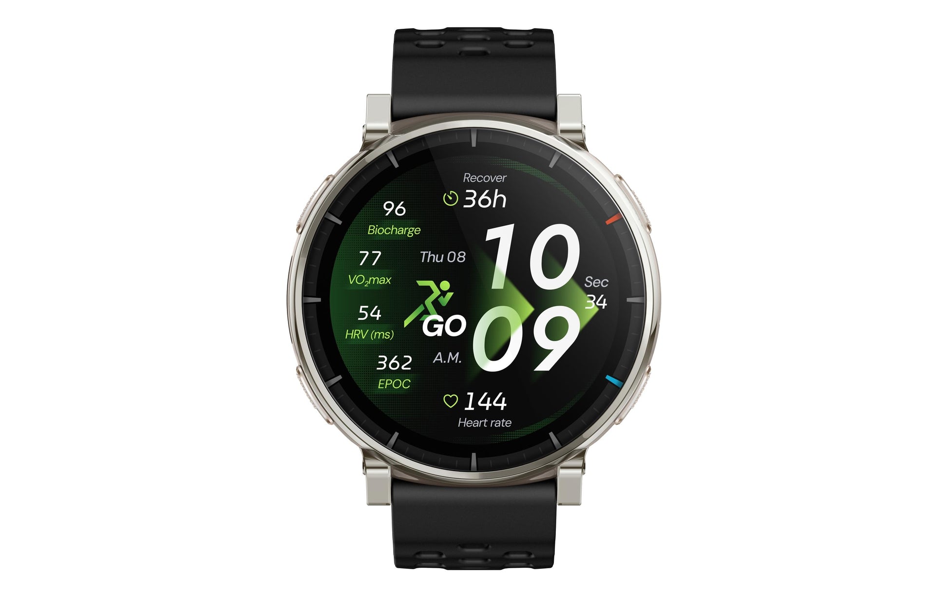Amazfit Active 3 45 mm GPS – Aluminium Silber, Sportband, Schwarz, 50 m, für Android, iPhone