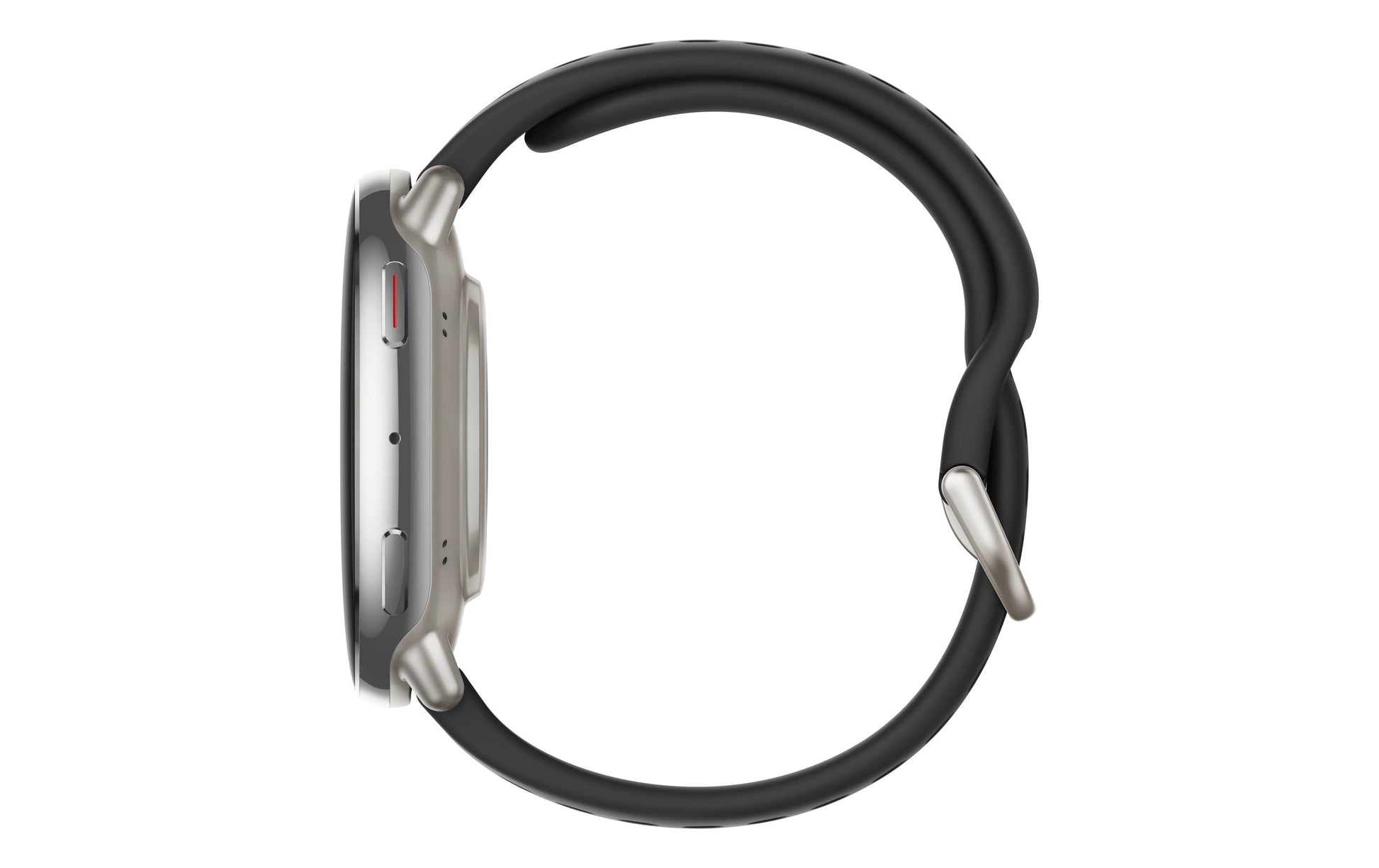 Amazfit Active 2 44 mm GPS – Edelstahl Silber, Lederband Schwarz, 50 m, für iPhone