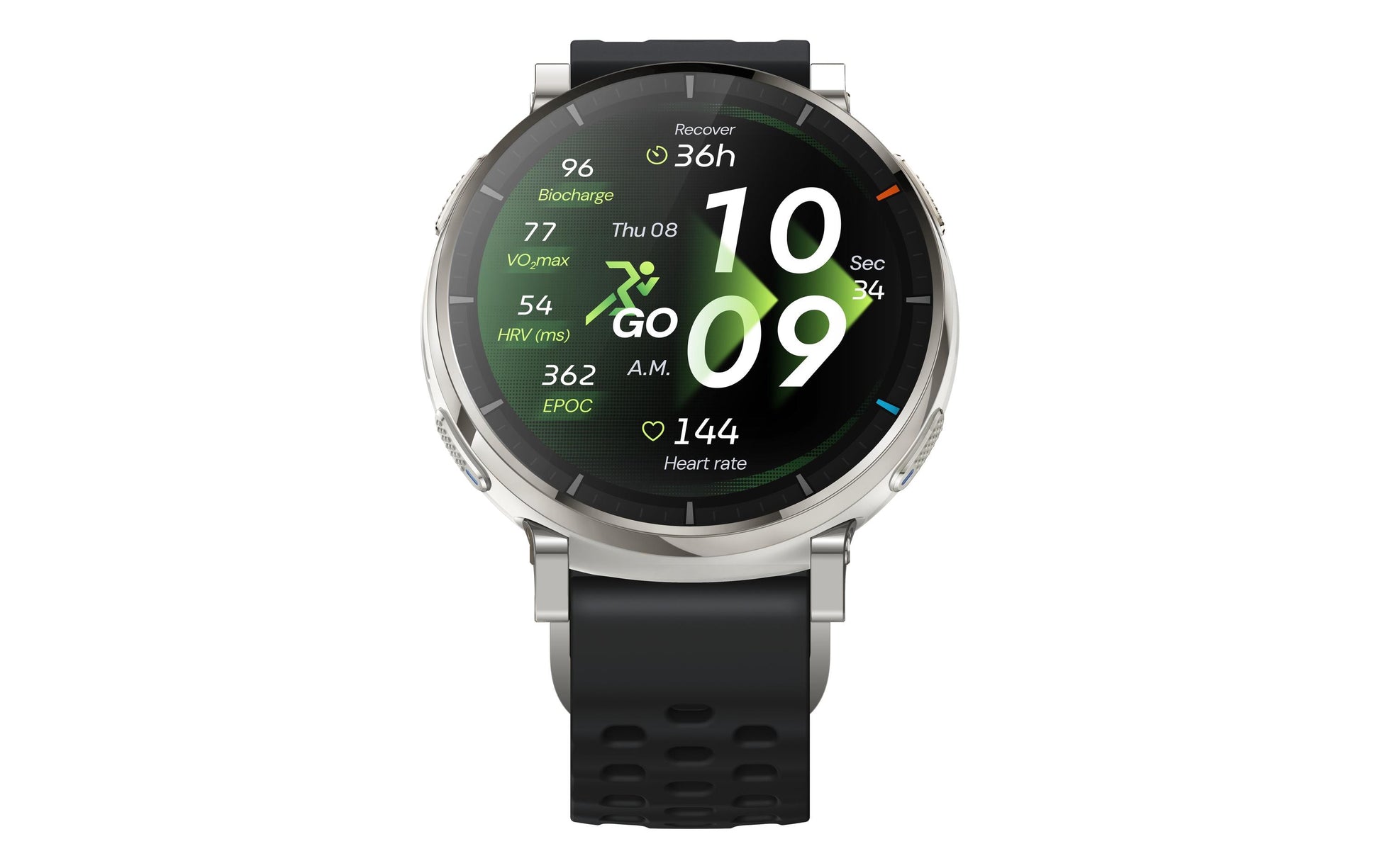 Amazfit Active 3 45 mm GPS – Aluminium Silber, Sportband, Schwarz, 50 m, für Android, iPhone