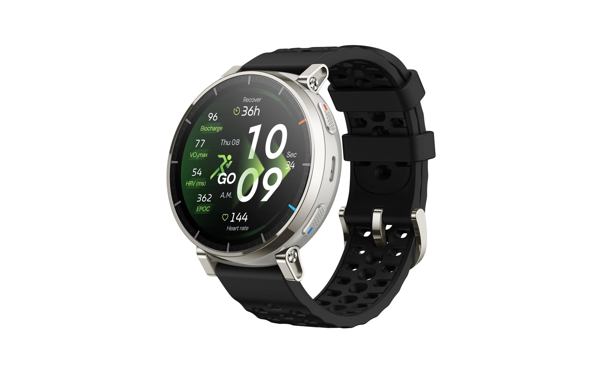 Amazfit Active 3 45 mm GPS – Aluminium Silber, Sportband, Schwarz, 50 m, für Android, iPhone