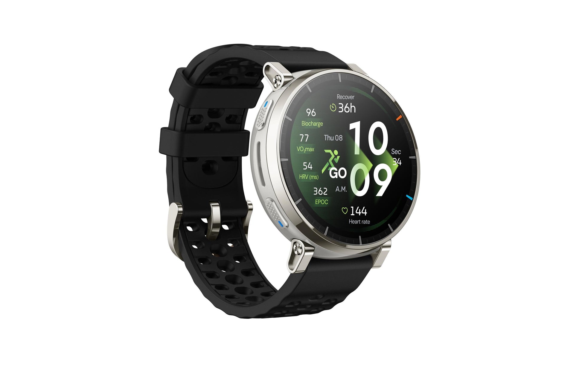 Amazfit Active 3 45 mm GPS – Aluminium Silber, Sportband, Schwarz, 50 m, für Android, iPhone