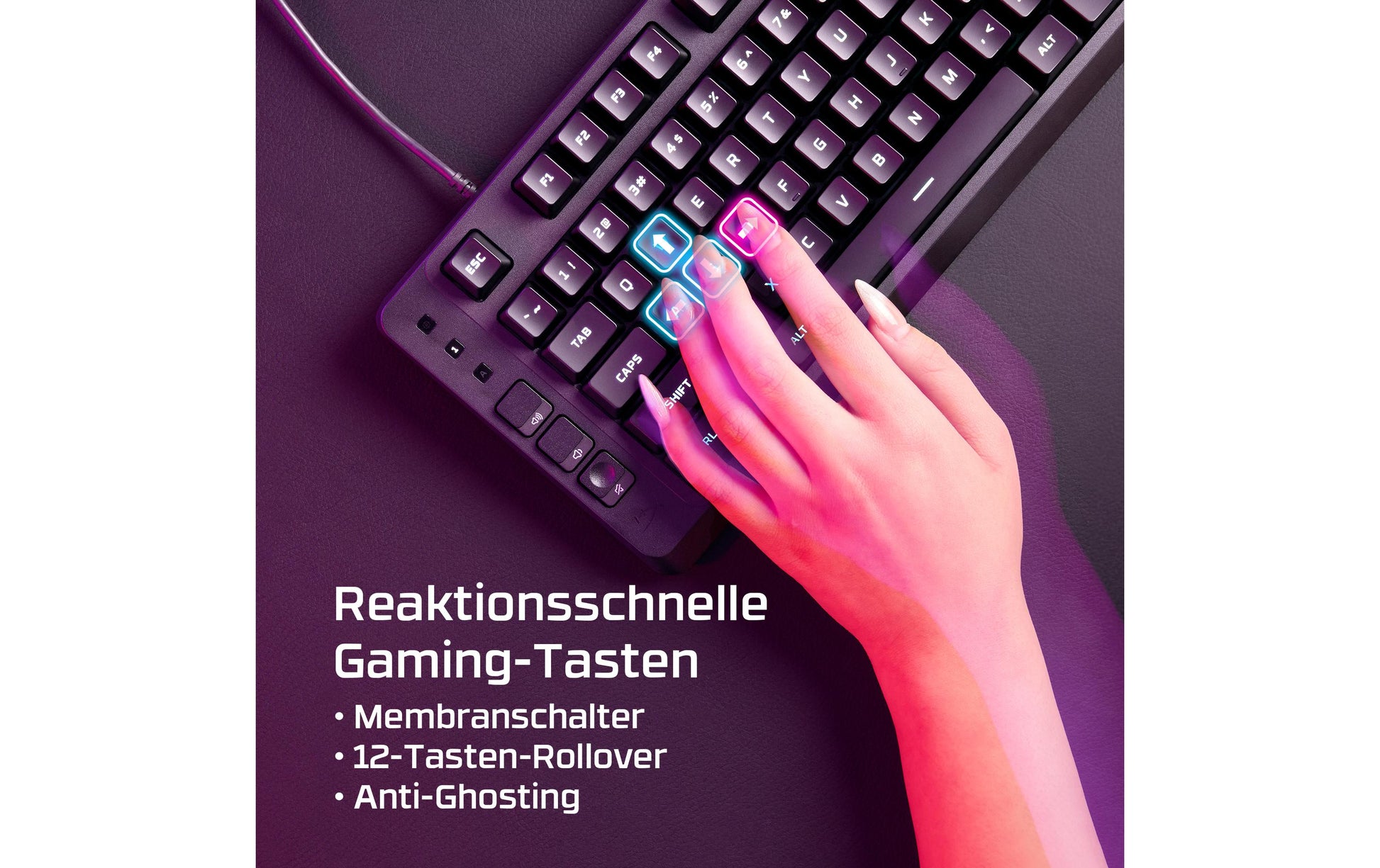 HyperX Eve 1800 – Gaming-Tastatur TKL – Mechanisch (HyperX Red), RGB – Verkabelt, USB-C – Schwarz
