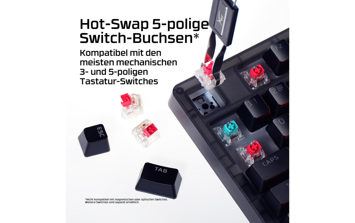 HyperX Origins 2 1800 – Tastatur – Mechanisch – USB-C – Ohne Ziffernblock – Für PC, PS5, Xbox Serie