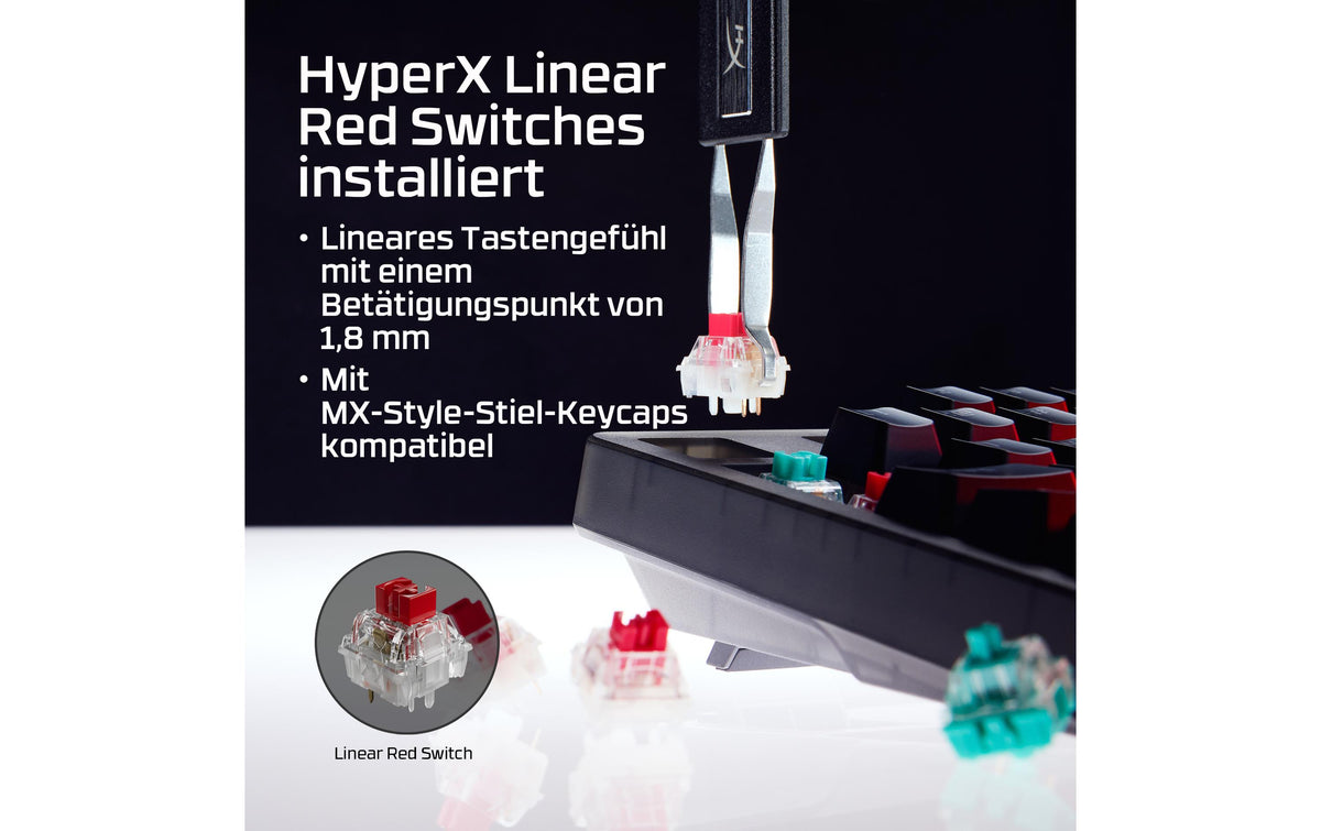HyperX Origins 2 1800 – Tastatur – Mechanisch – USB-C – Ohne Ziffernblock – Für PC, PS5, Xbox Serie