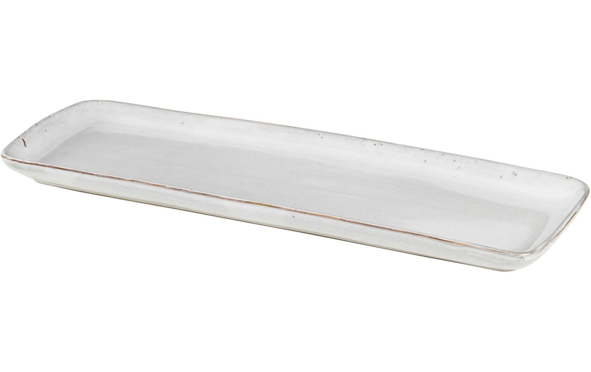 Broste Copenhagen Servierplatte – 12,5 × 35,0 × 2,5 cm, Steingut, Sand, spülmaschinenfest, mikrowellengeeignet