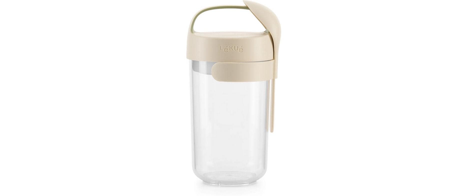 Lékué Becher To Go – 600 ml, Kunststoff (biobasiert/recycelt), Beige, BPA-frei