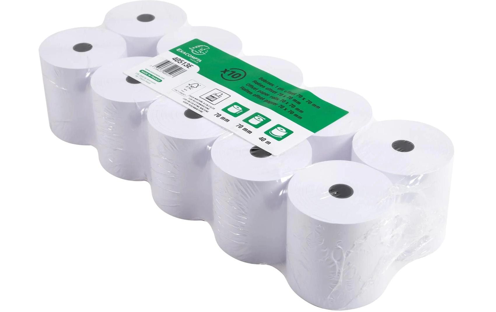 Exacompta Kassarolle – 70 mm × 40 m, Kern 12 mm – 10 Stk.