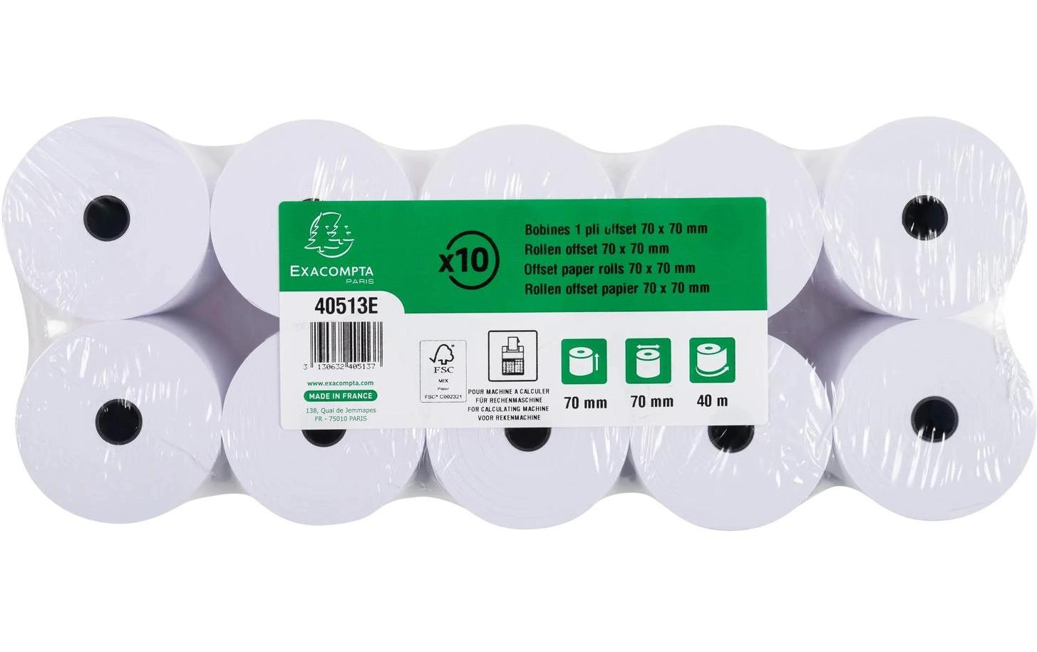 Exacompta Kassarolle – 70 mm × 40 m, Kern 12 mm – 10 Stk.