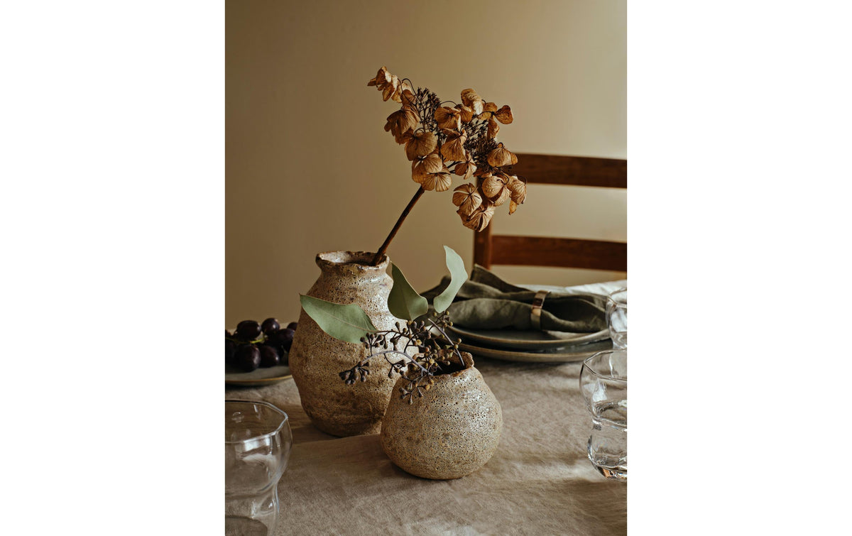 Broste copenhagen Alma Vase – Ø 12 × 16 cm – Keramik, beige