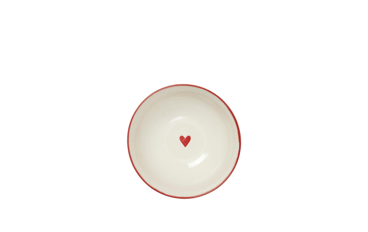Broste Copenhagen Schüssel Amor – Ø 16 cm, H 7 cm, Steingut, Beige/Rot