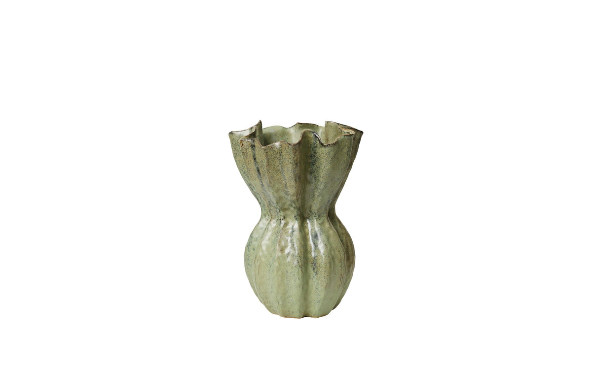 Broste Copenhagen Cori Vase – Ø 24,6 × 36 cm – Keramik, Hellgrün
