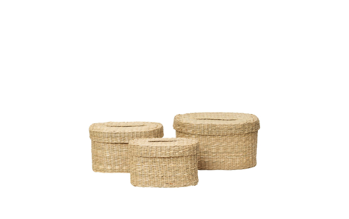 Broste Copenhagen Gaby Aufbewahrungskorb – Seegras – Beige – 300 × 160 × 200 mm – Set 3 Stück