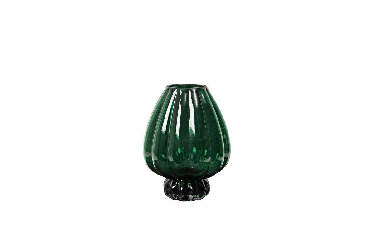 Broste Copenhagen Malou Vase – Ø 22 × 29 cm – Glas, Dunkelgrün