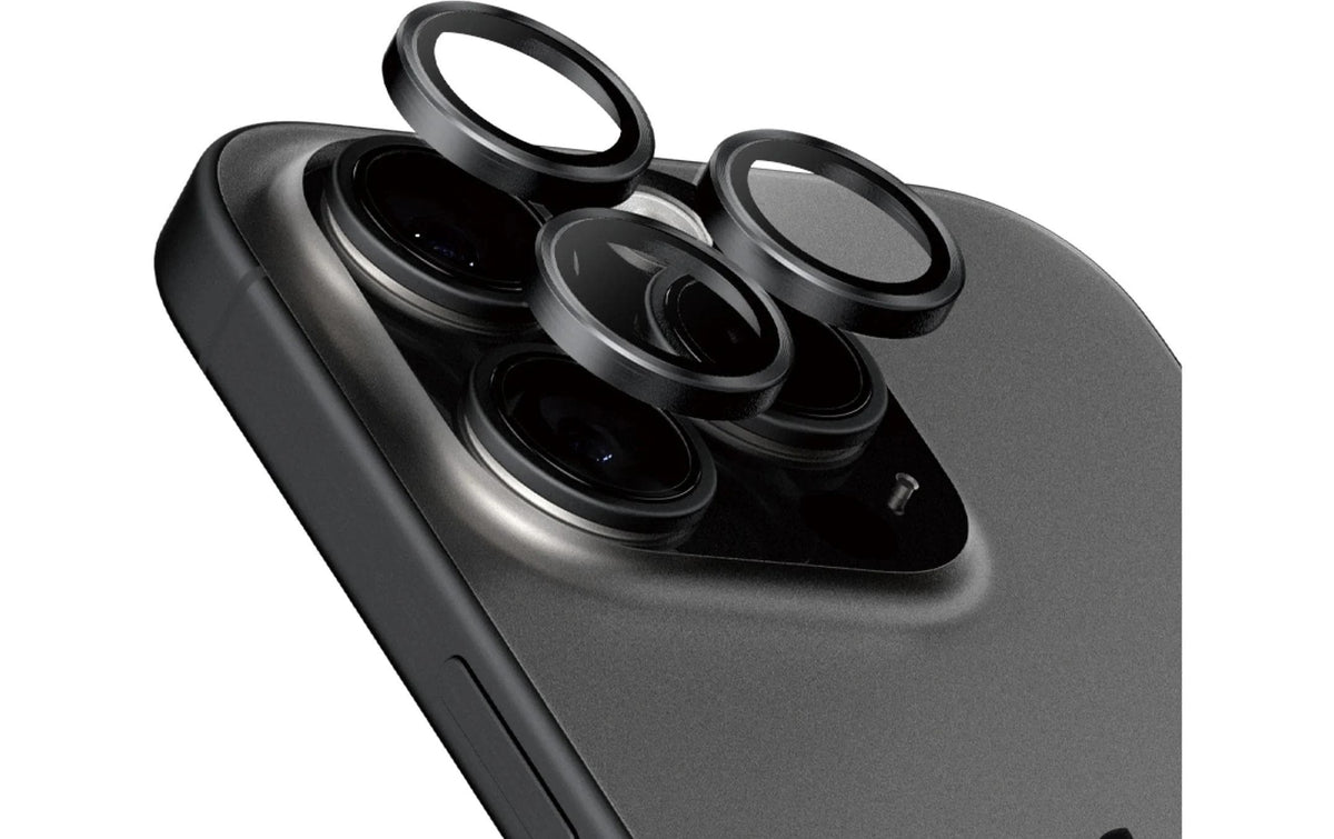 PanzerGlass Hoops Titanium – Kameraschutz, Privatsphäre-Filter – für iPhone 15 Pro/15 Pro Max – Schwarz