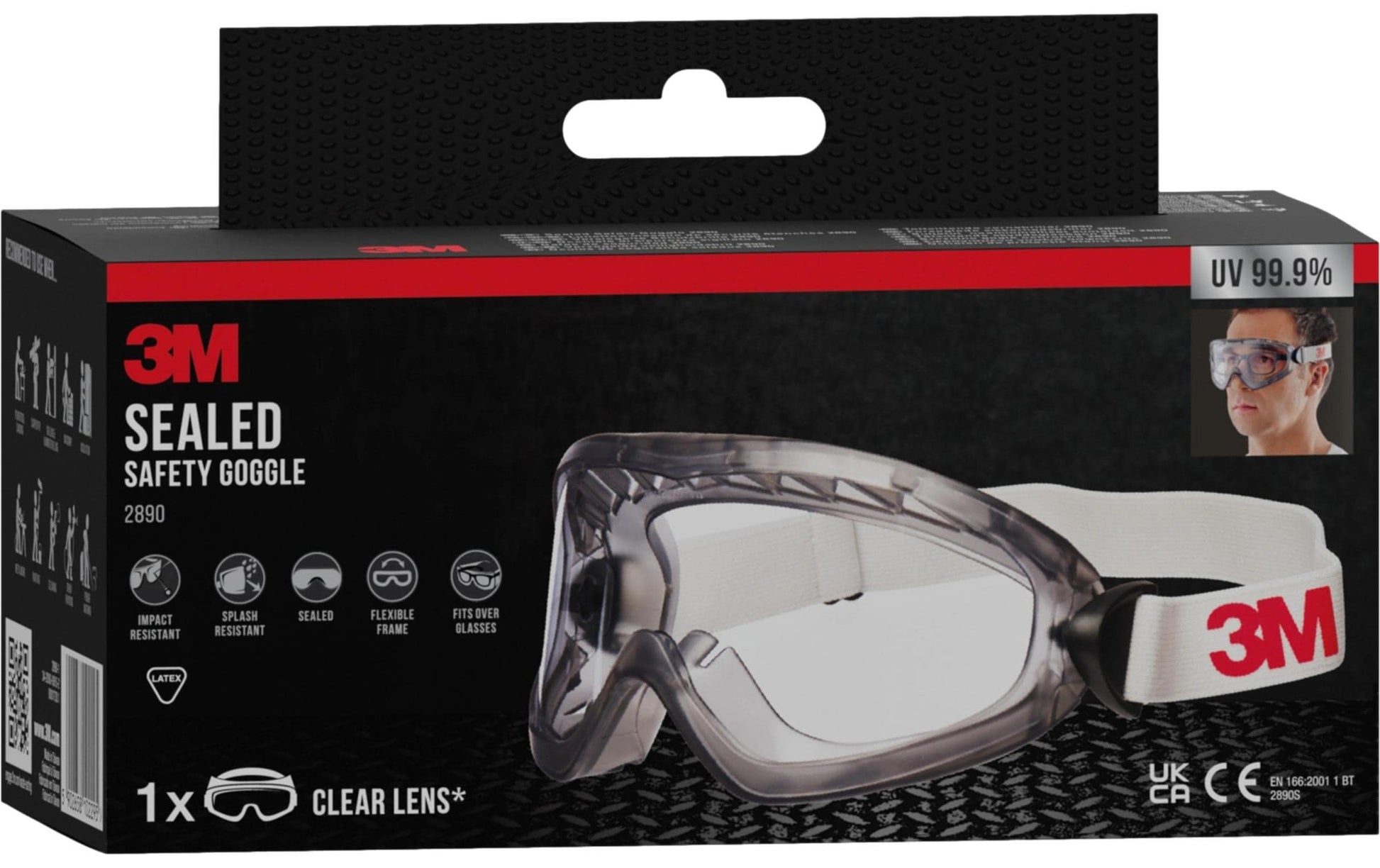 3M Schutzbrille 2890 – klar, kratzfest, UV-Schutz, für Brillenträger