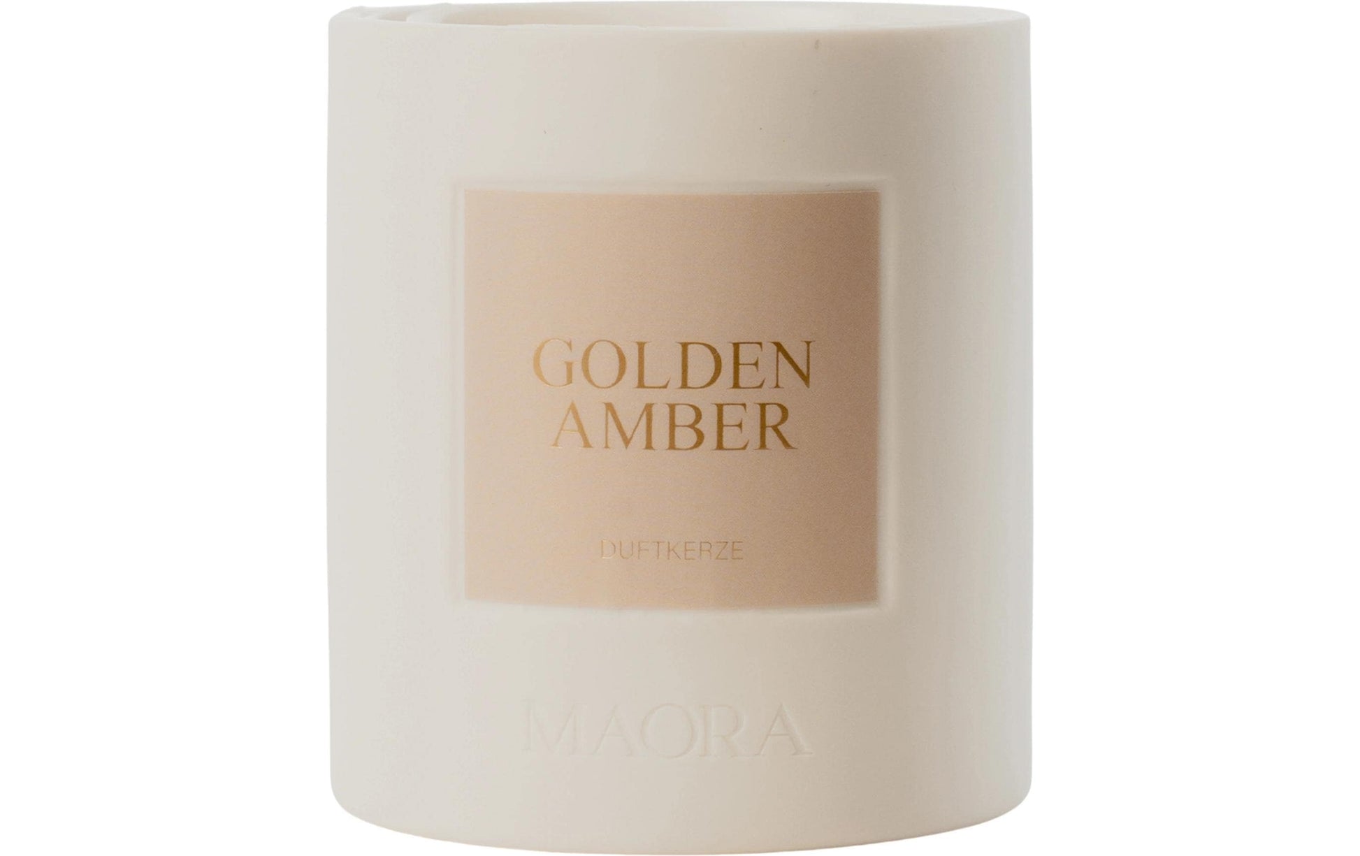 Maora Duftkerze – Amber, Sandelholz & Vanille – Ø 8 × 9 cm
