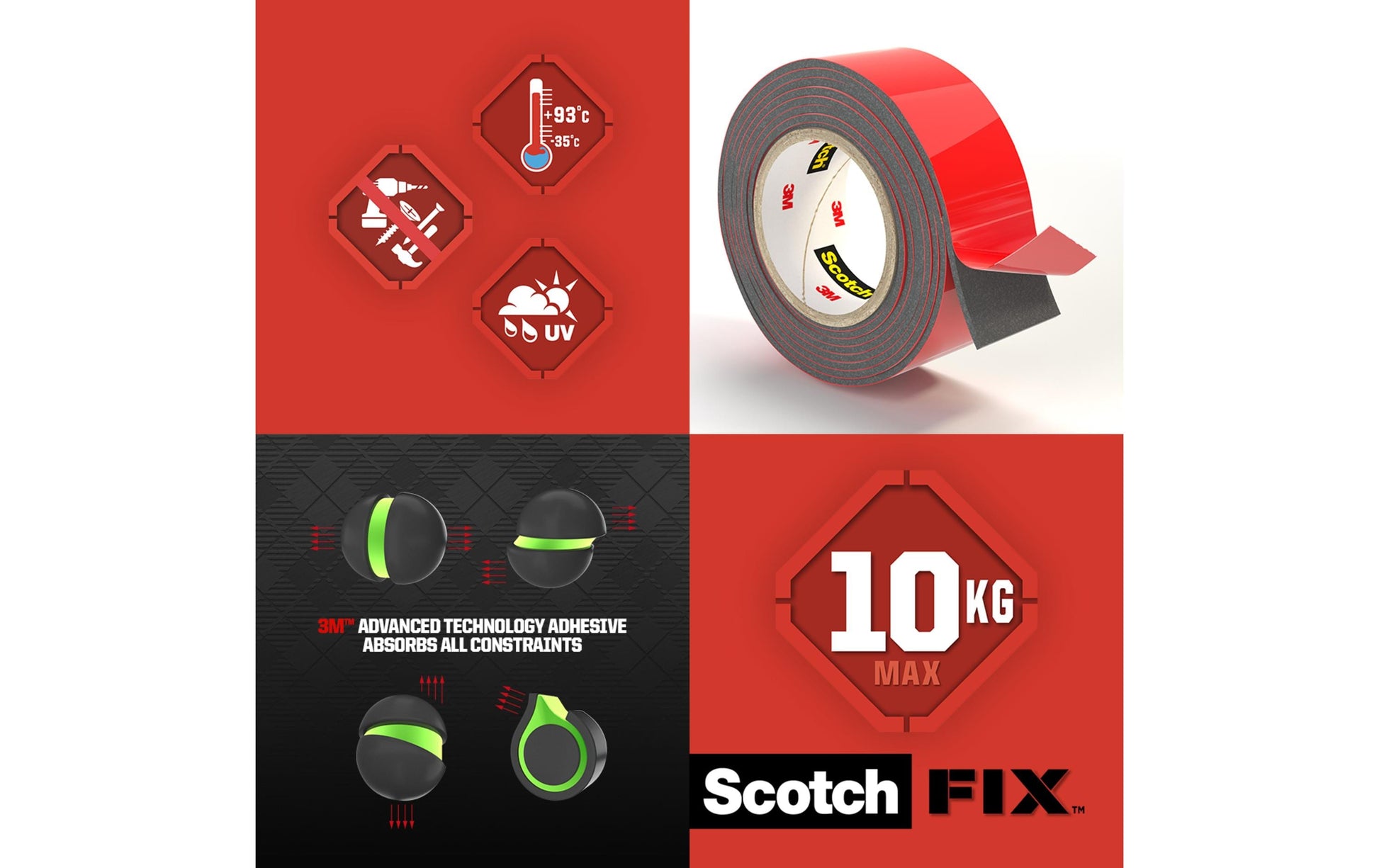Scotch Extreme Montageband – 19 mm × 1,5 m, weiss, aussen, wetterfest