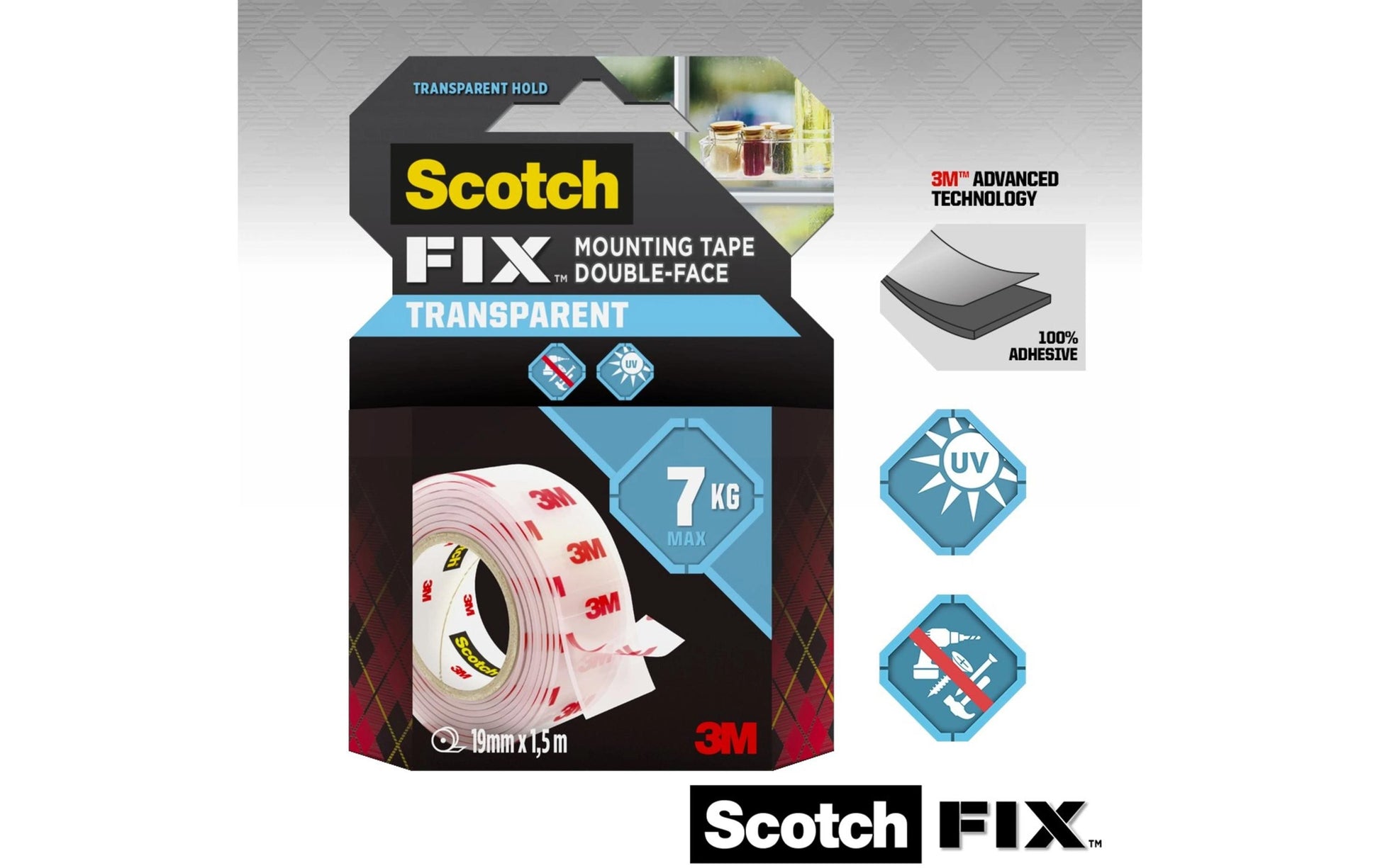 Scotch Montageband – 19 mm × 1,5 m, transparent