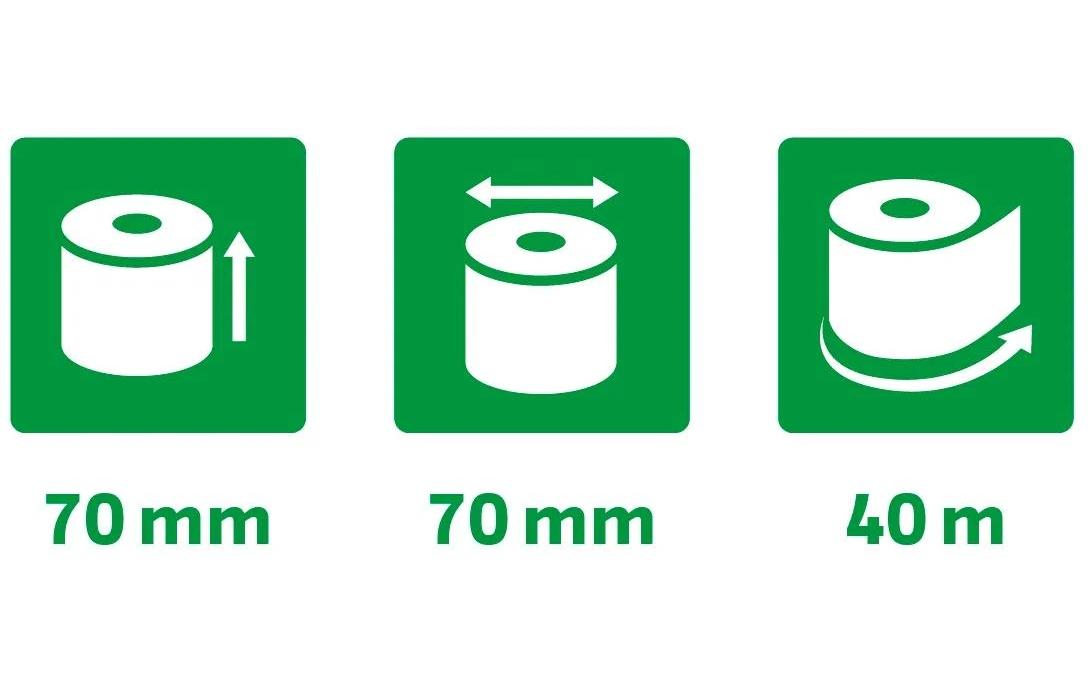 Exacompta Kassarolle – 70 mm × 40 m, Kern 12 mm – 10 Stk.