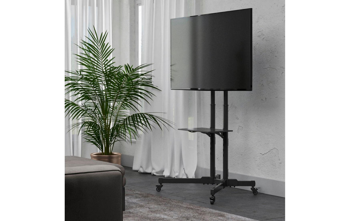 Hama TV-Wagen – 32–75" – VESA 200×200–600×400 – bis 50 kg, Höhenverstellbar, mit Rollen – Schwarz