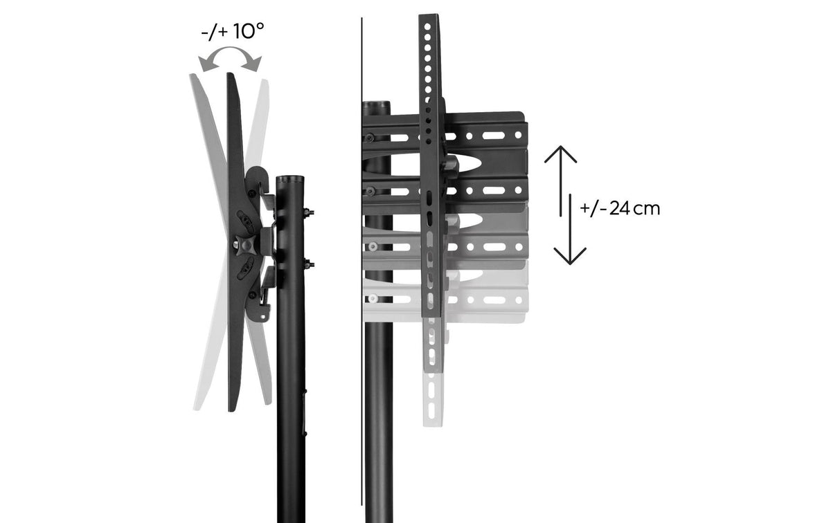 Hama TV-Wagen – 32–75" – VESA 200×200–600×400 – bis 50 kg, Höhenverstellbar, mit Rollen – Schwarz