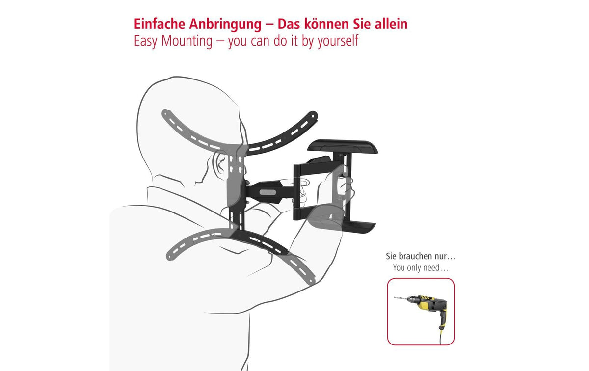 Hama Wandhalterung – Vollbeweglich – 37–75" – VESA 200×200–600×500 – bis 45 kg – 00220836