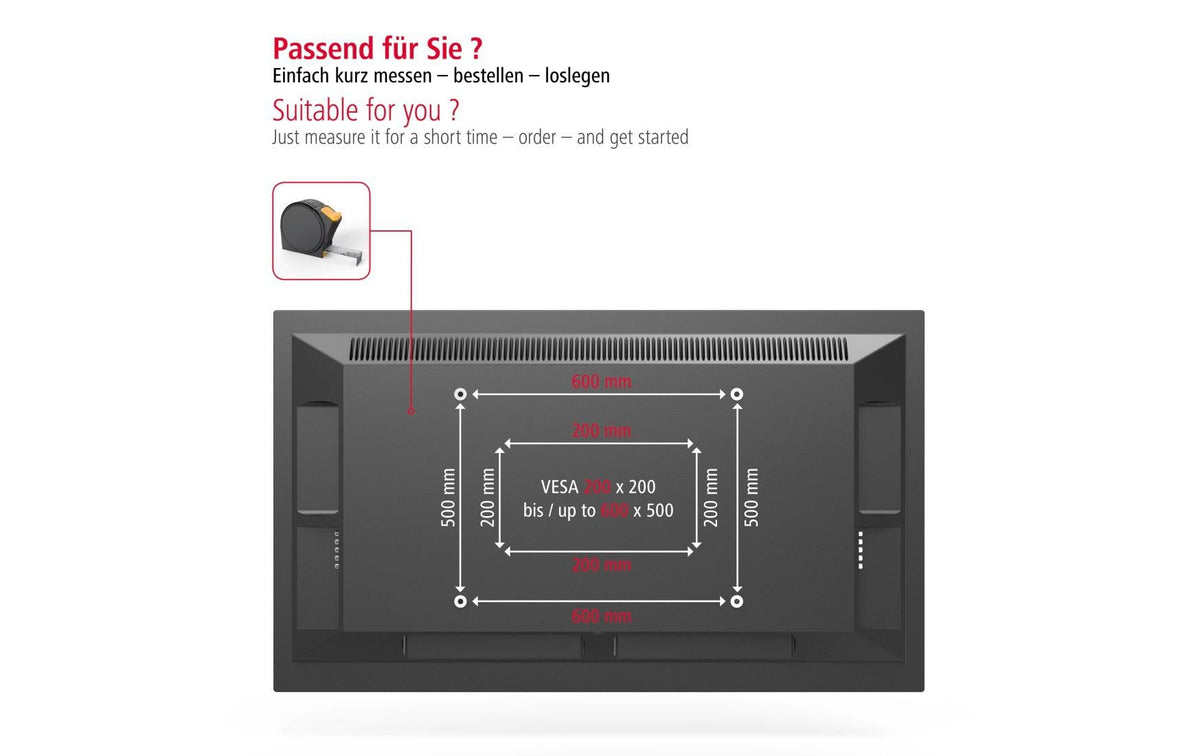 Hama Wandhalterung – Vollbeweglich – 37–75" – VESA 200×200–600×500 – bis 45 kg – 00220836