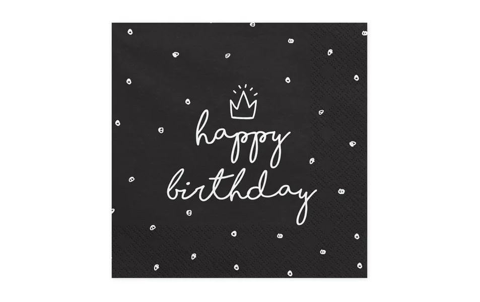 Partydeco Servietten Happy Birthday – schwarz/weiss – 33 × 33 cm, 3-lagig – 20 Stück