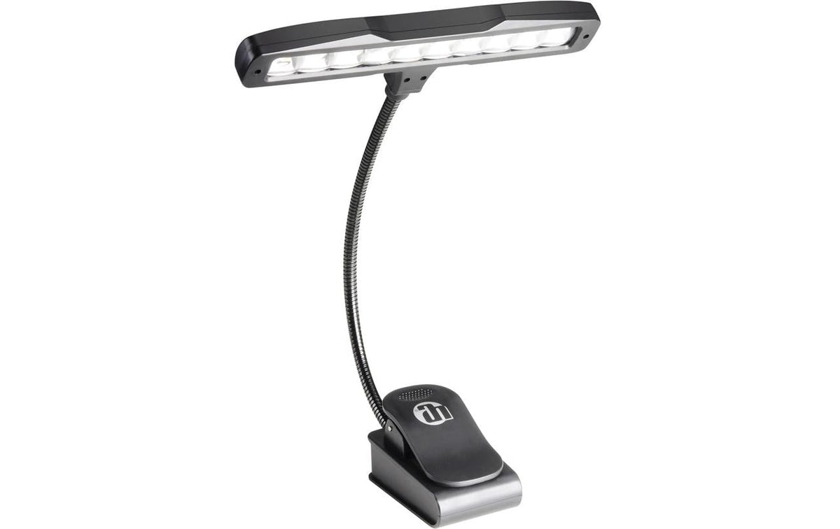 Adam Hall Tischleuchte SLED 10 – LED, 10× Leuchtkörper, Akku (3×AA), höhenverstellbar – Schwarz