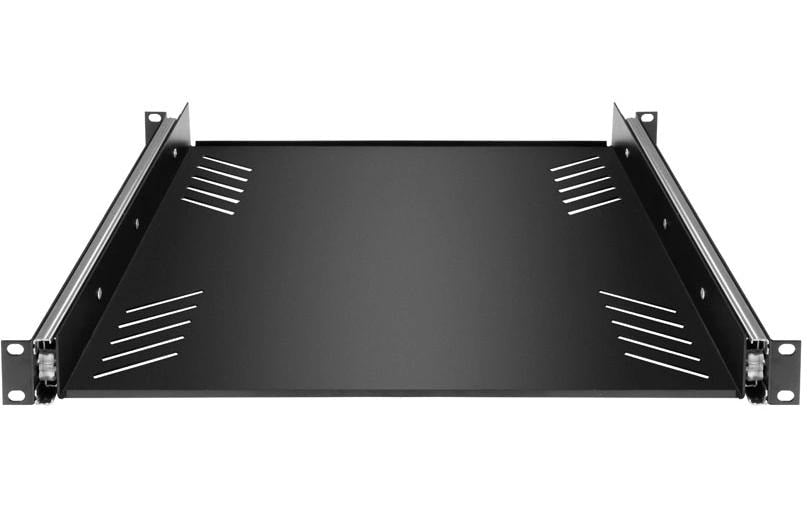 Adam Hall 87556 – Rack-Tray 1U, ausziehbar, 25 kg Belastbarkeit, Tiefe 480 mm, Stahl, Schwarz