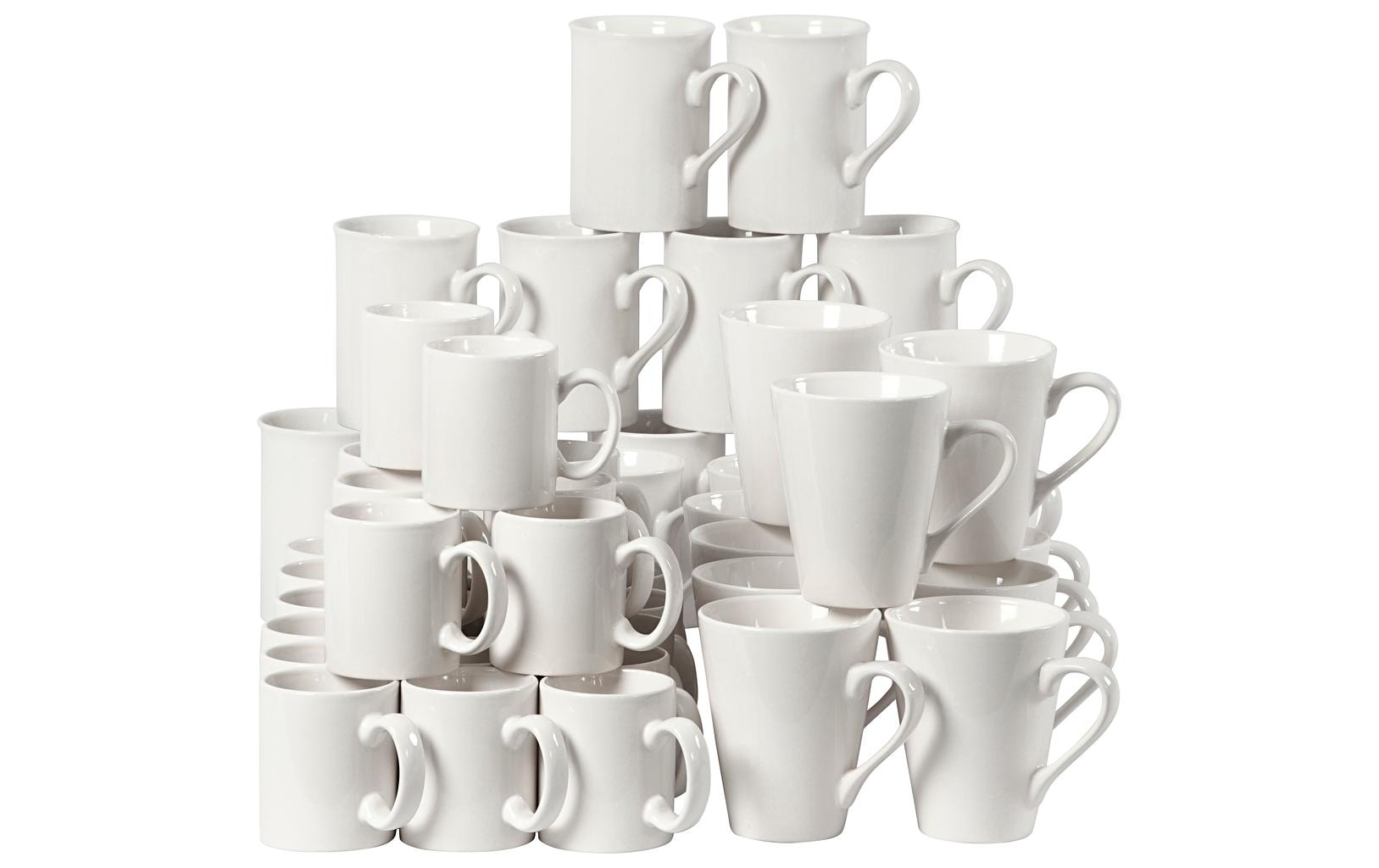 Creativ Company Tasse – 48er Set, Ø 7–10 cm, Porzellan, Weiss