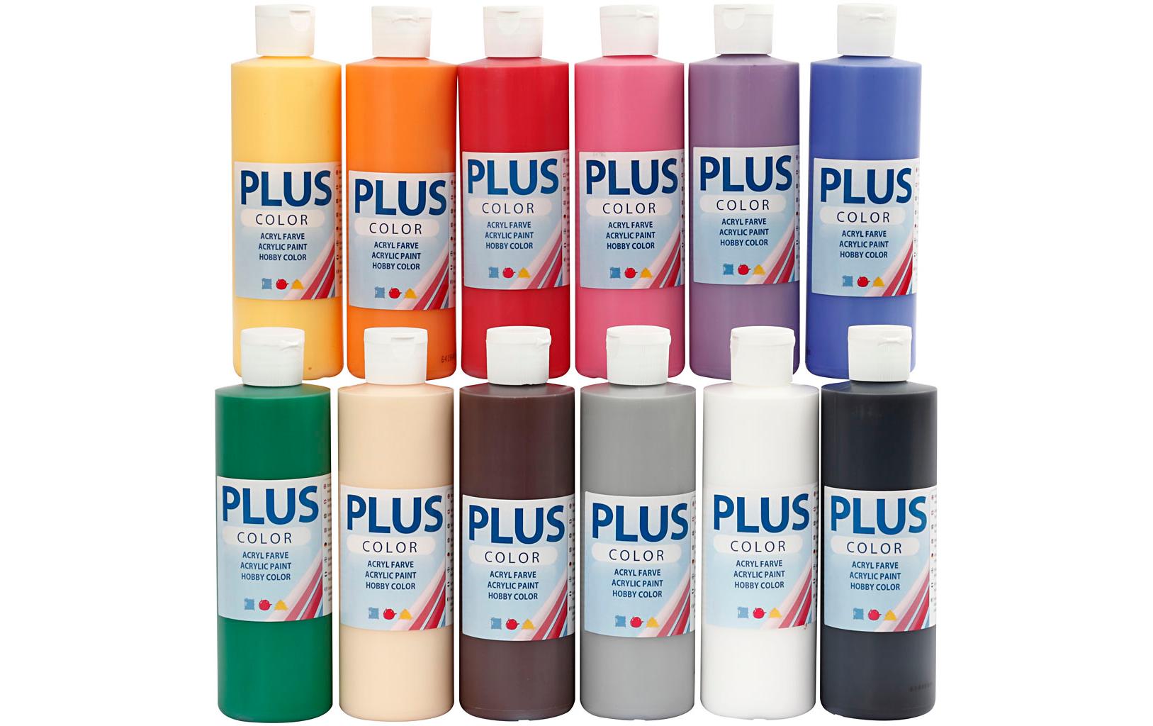 Creativ company Acrylfarbe – Mehrfarbig, seidenmatt, schnelltrocknend – 12 Farben, 12×250 ml (3,0 l)