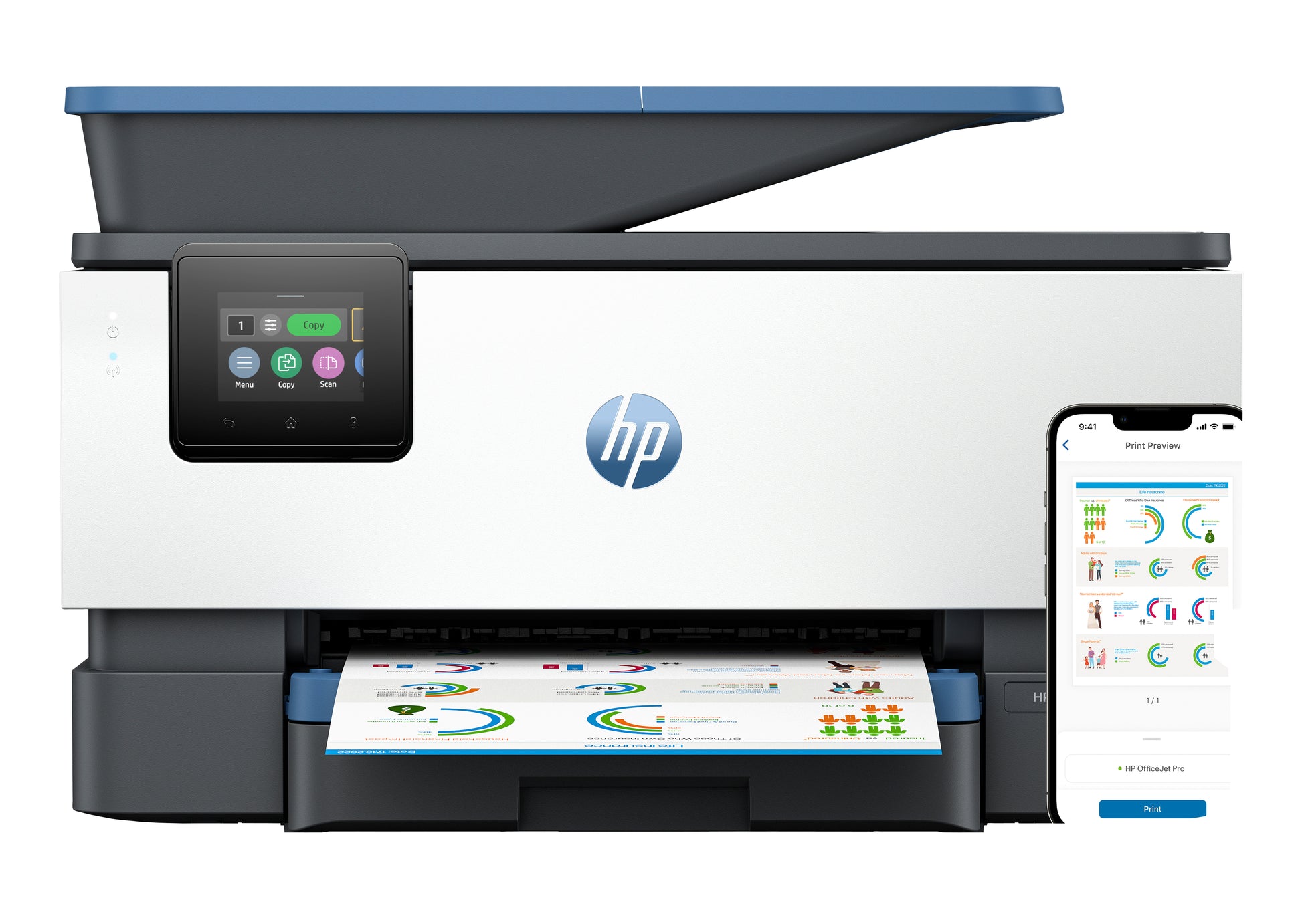 HP Officejet Pro 9125E – Farbtintenstrahl-Multifunktionsdrucker, A4, 4-in-1, Duplex, ADF, WLAN/LAN, AirPrint