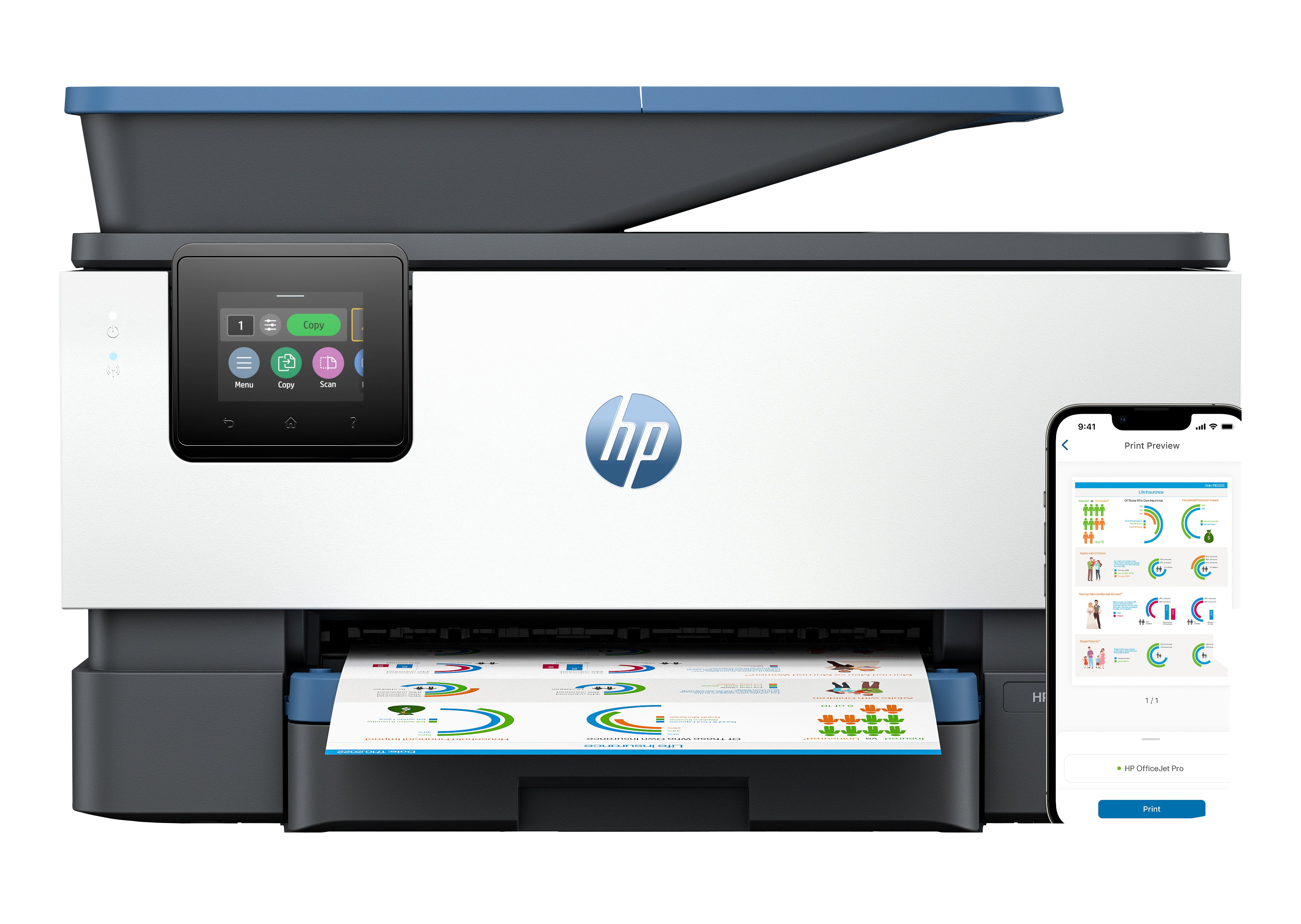HP Officejet Pro 9125E – Farbtintenstrahl-Multifunktionsdrucker, A4, 4-in-1, Duplex, ADF, WLAN/LAN, AirPrint