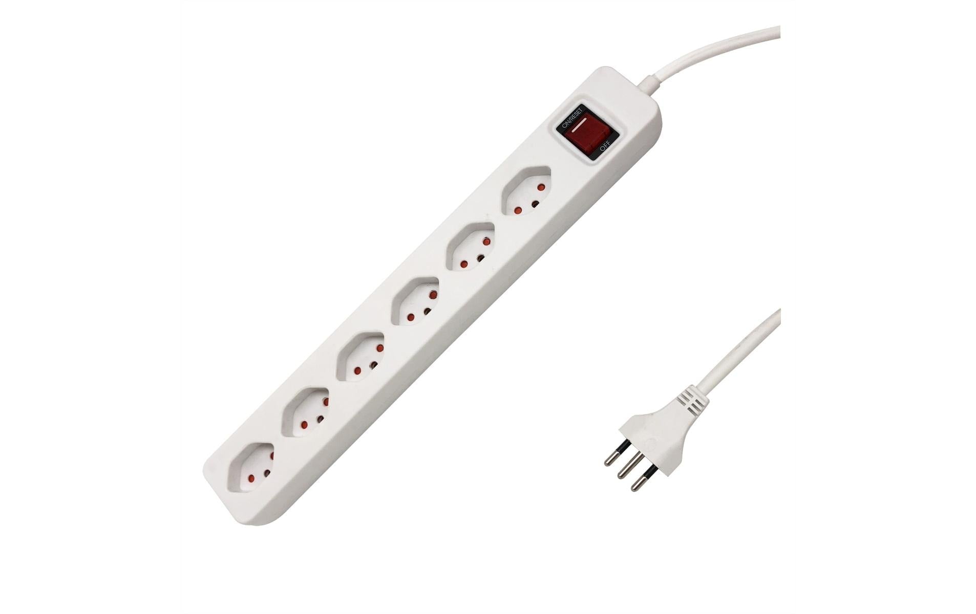 M. Schönenberger Schönenberger Plus Steckdosenleiste, 6×T13, mit Schalter, 1,5 m, Eingang T12, IP20 – weiss
