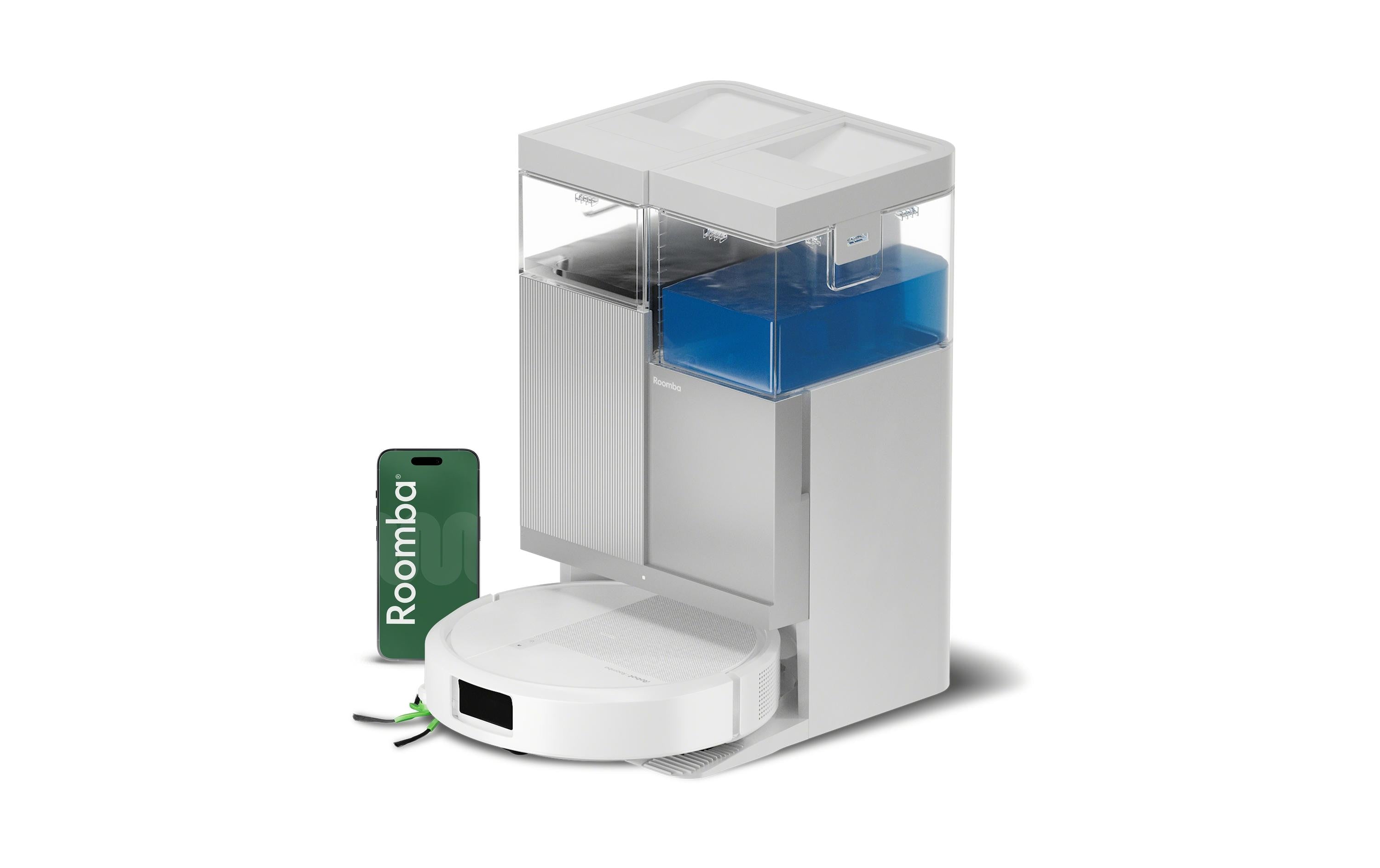 iRobot Saugroboter Roomba Plus 415 Combo Dock mit Absaugstation und Wischfunktion – 300 min, Höhe 83 mm