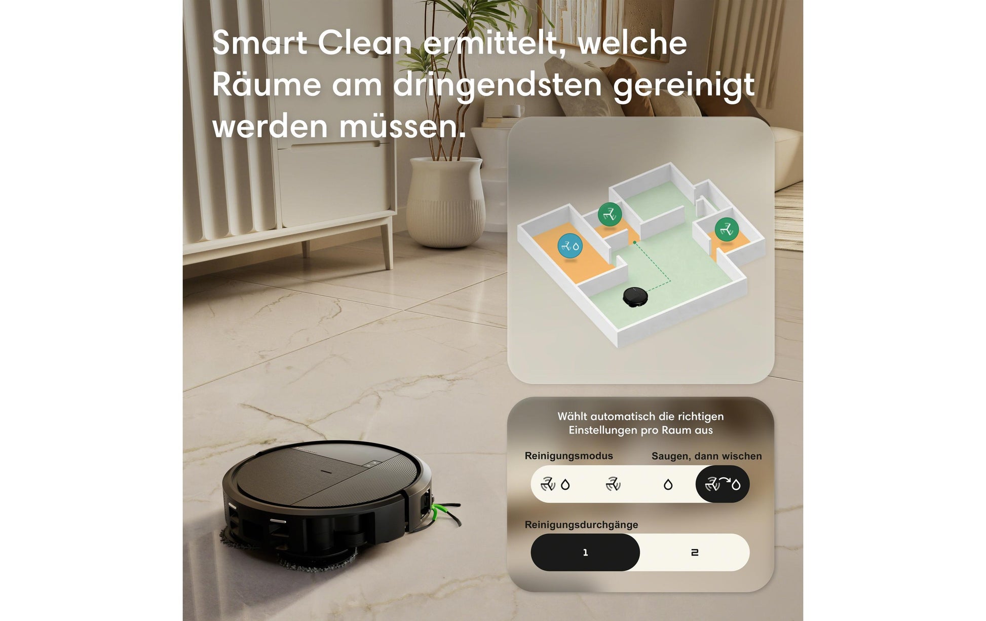iRobot Saugroboter Roomba Plus 575 Combo Dock mit Wischfunktion – 300 min, Höhe 83 mm, 0,18 l