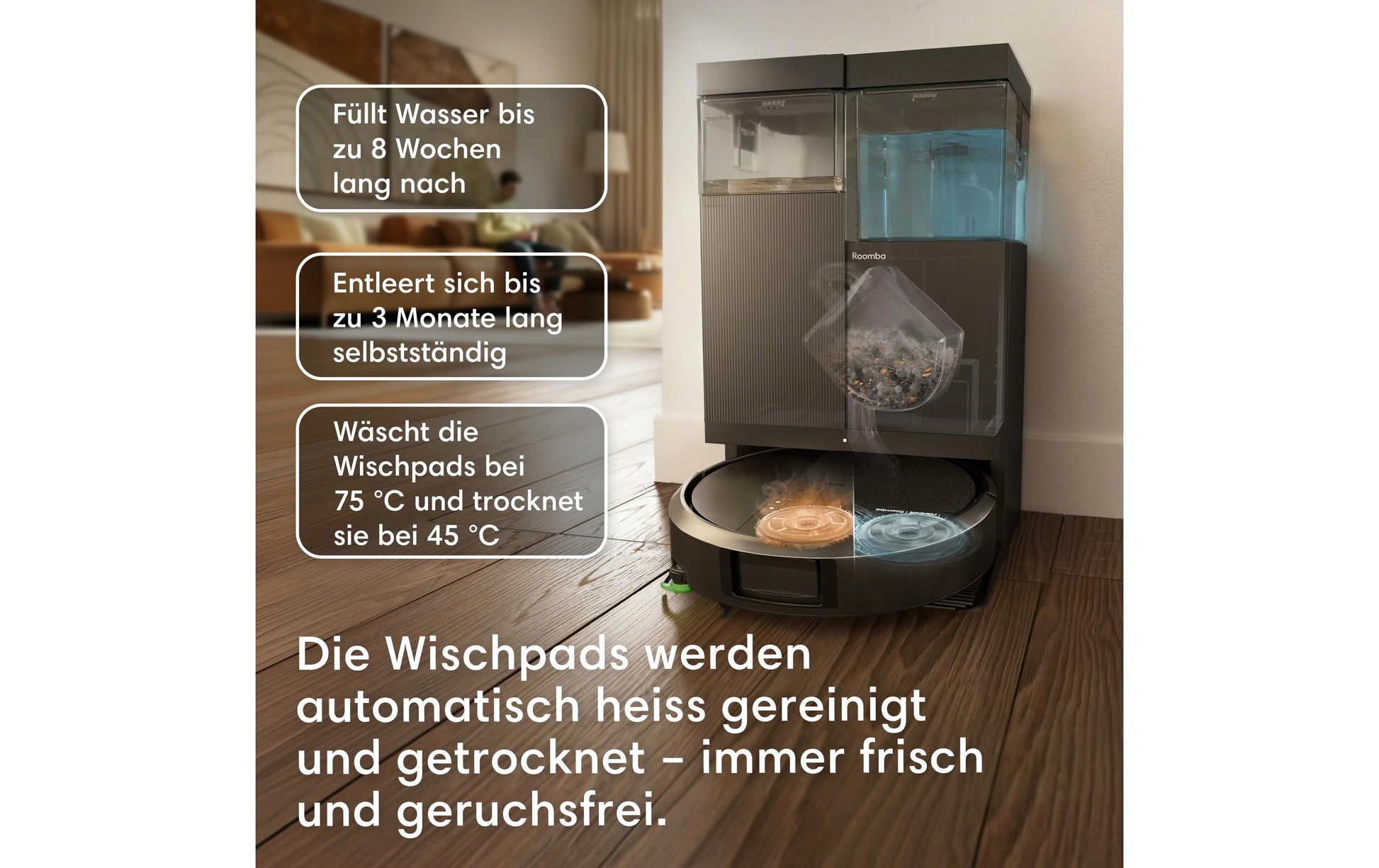 iRobot Saugroboter Roomba Plus 515 Combo Dock mit Wischfunktion – 300 min, Höhe 83 mm, 0,18 l
