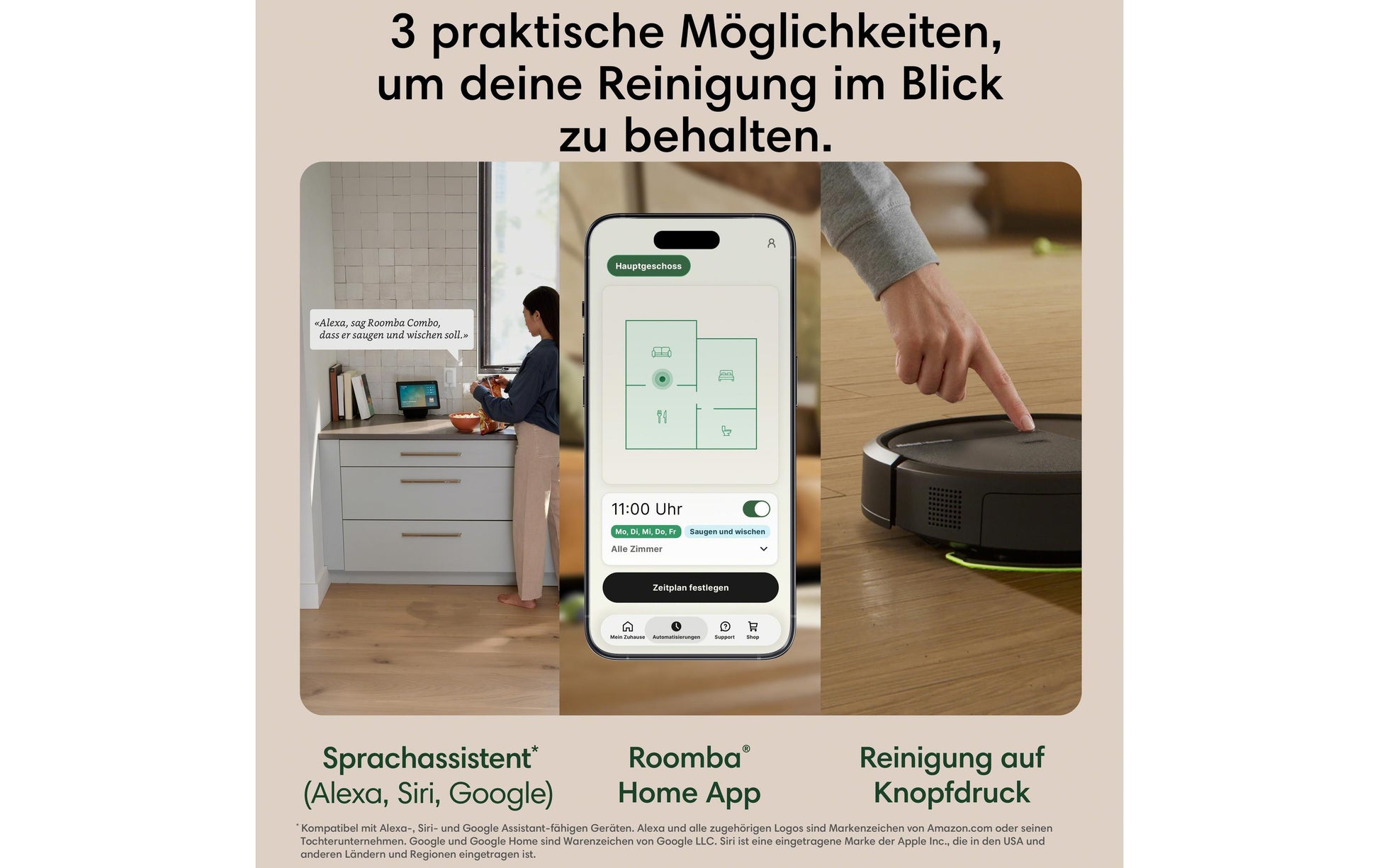 iRobot Saugroboter Roomba Plus 515 Combo Dock mit Wischfunktion – 300 min, Höhe 83 mm, 0,18 l