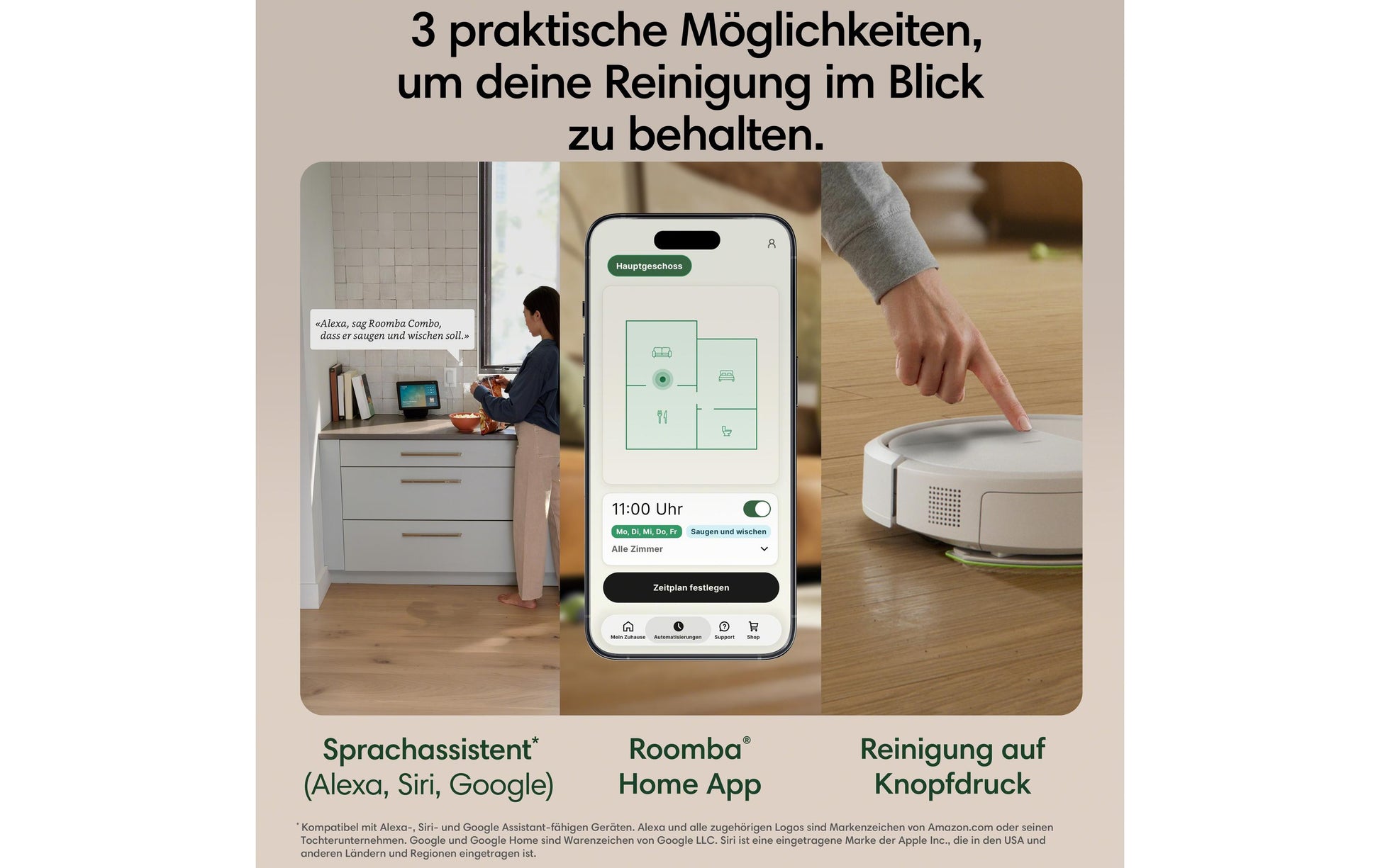 iRobot Saugroboter Roomba Plus 515 Combo Dock – 300 min, 0,18 l, für Alexa/Siri/Google Assistant