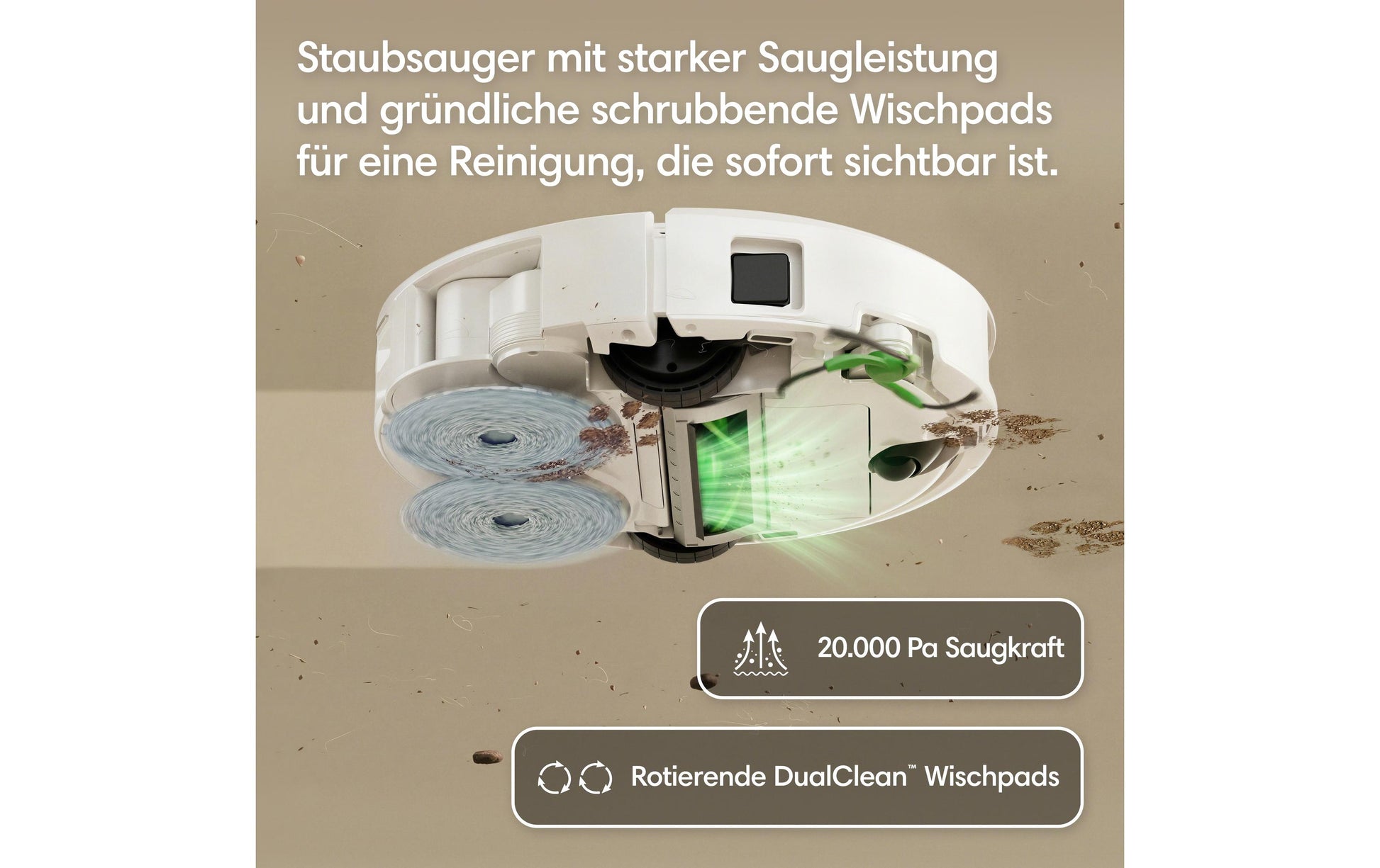 iRobot Saugroboter Roomba Plus 415 Combo Dock mit Absaugstation und Wischfunktion – 300 min, Höhe 83 mm