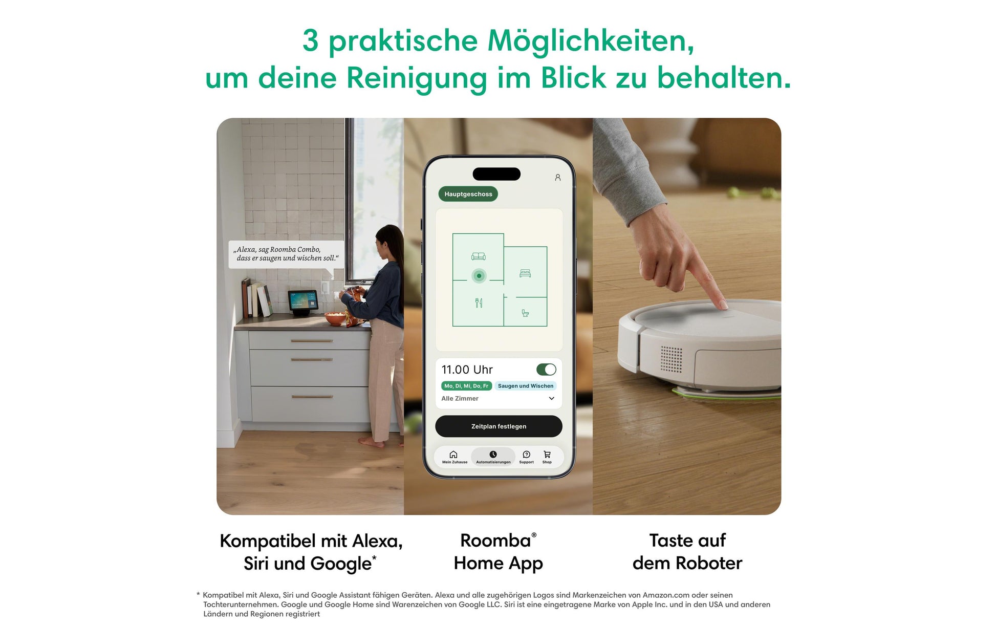 iRobot Saugroboter Roomba 115 Combo Dock mit Wischfunktion – 150 min, Höhe 79 mm