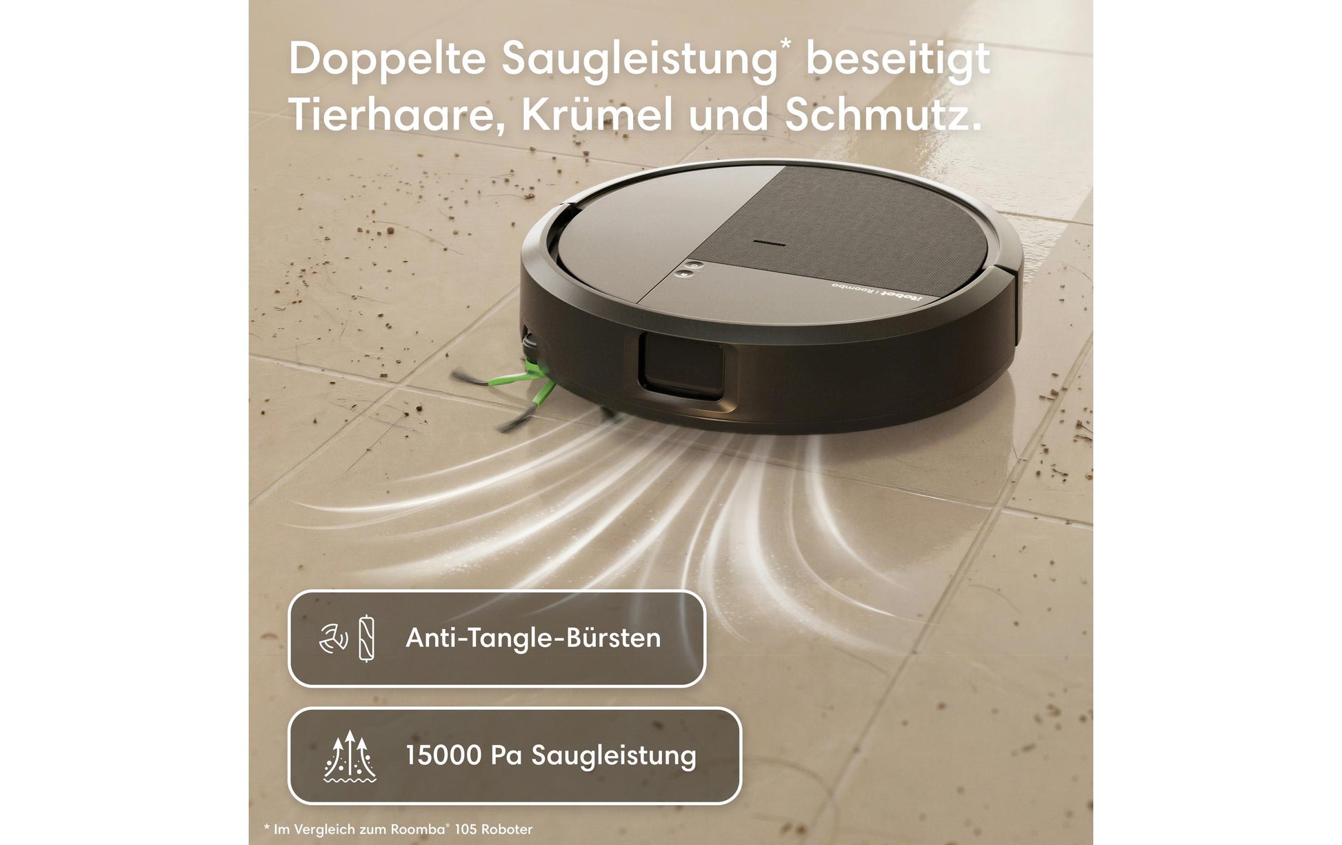 iRobot Saugroboter Roomba 115 Combo Dock mit Wischfunktion – 150 min, Höhe 79 mm